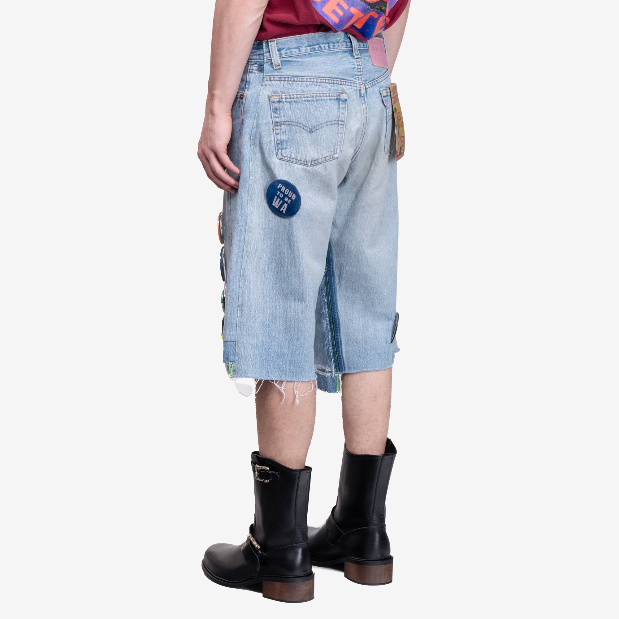Better With Age Campaign Triple Wide Long Denim Shorts Indigo - 4