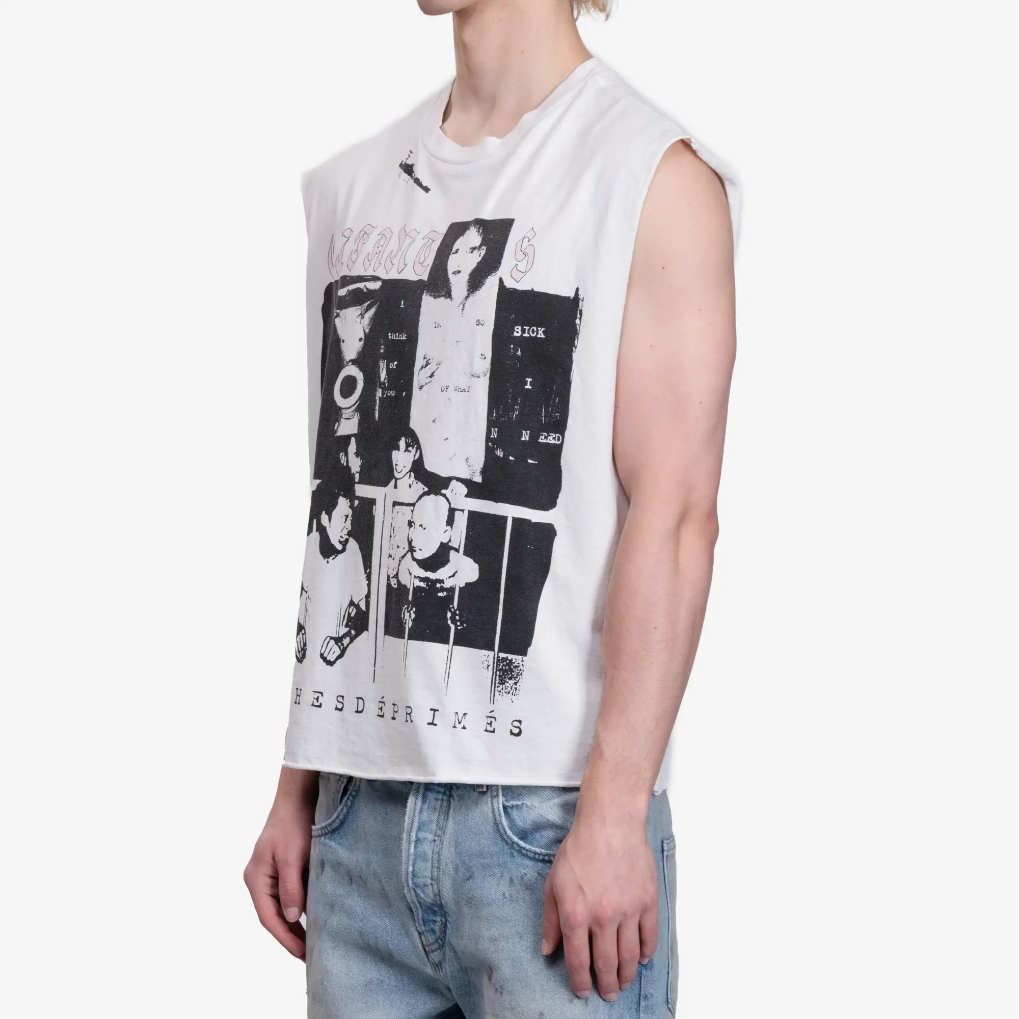 Enfants Riches Deprimes Endless Blockades Cut Off T-Shirt Faded White - 3