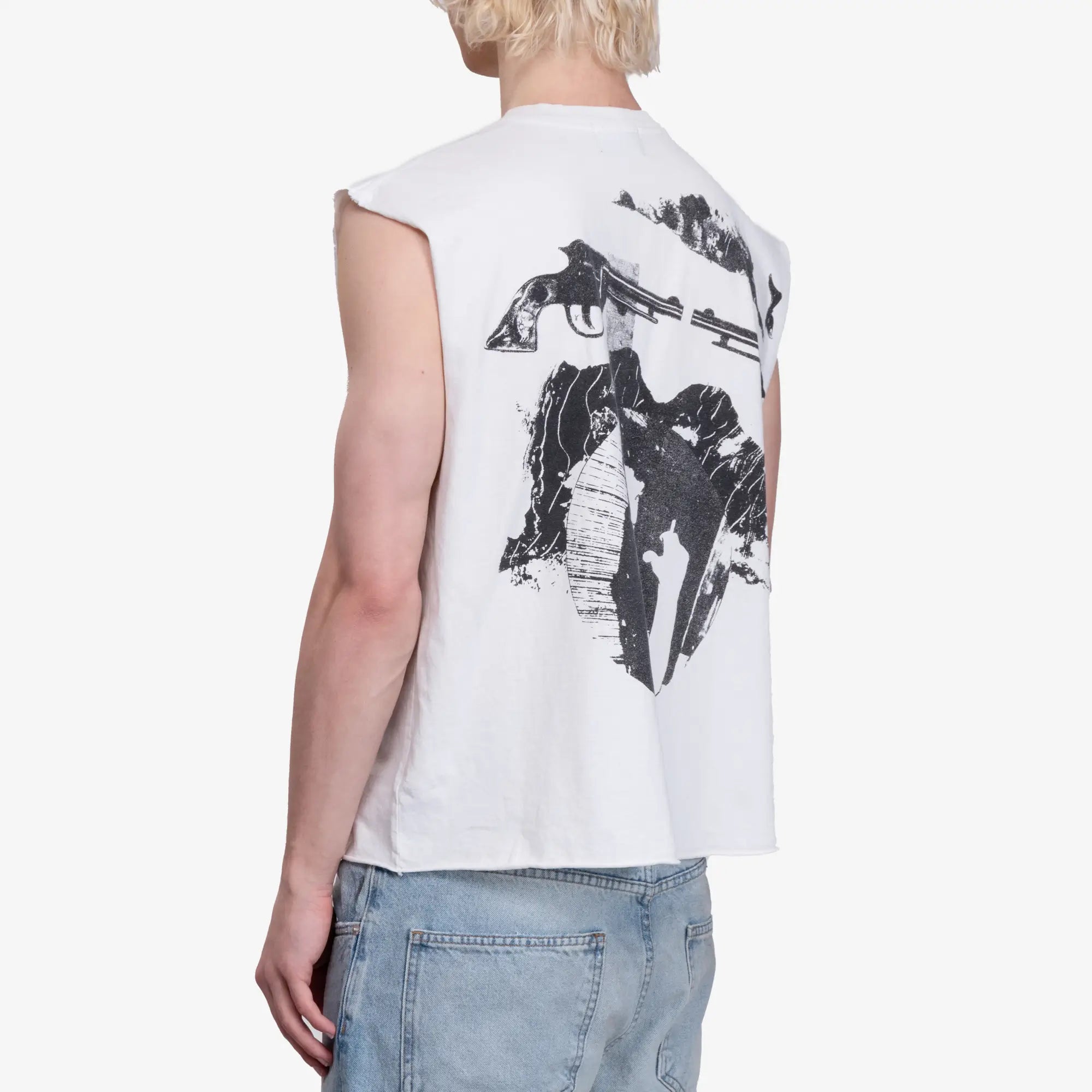 Enfants Riches Deprimes Endless Blockades Cut Off T-Shirt Faded White - 4