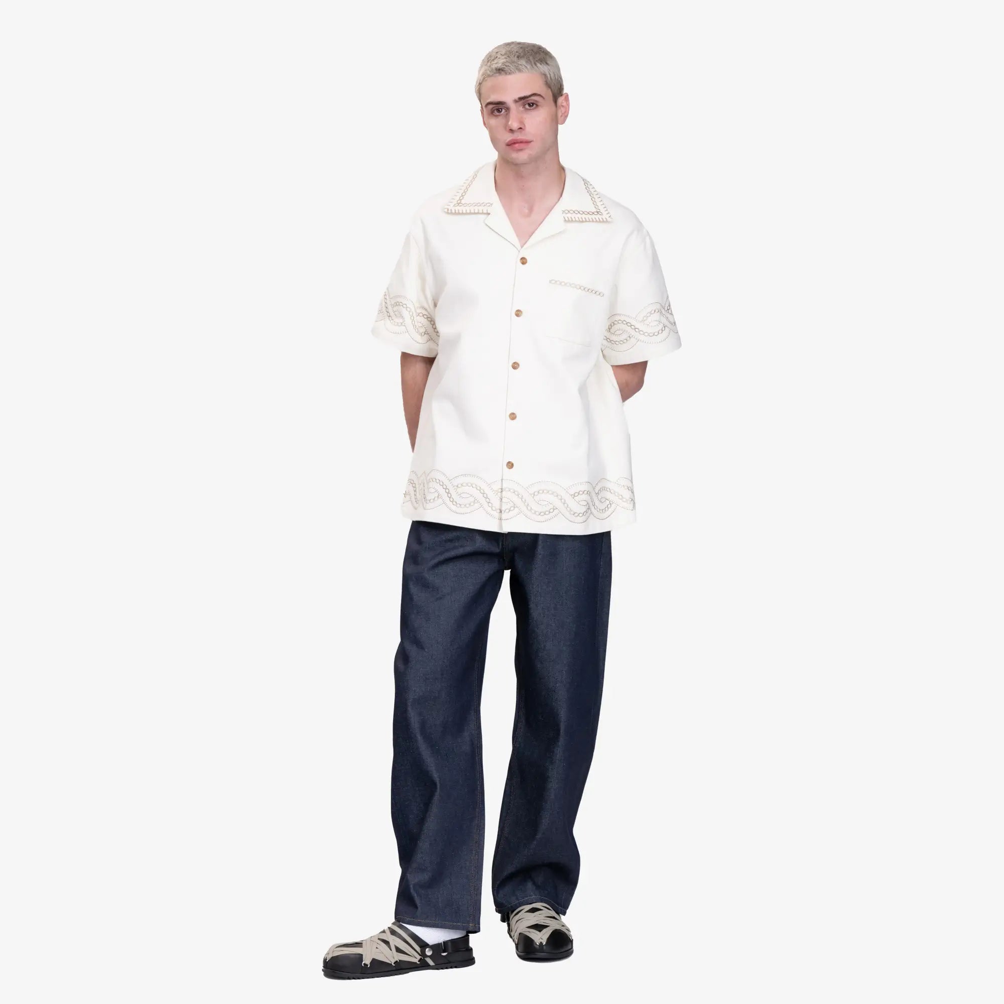 Drôle de Monsieur La Chemise Brodee Tresses Cream - 2