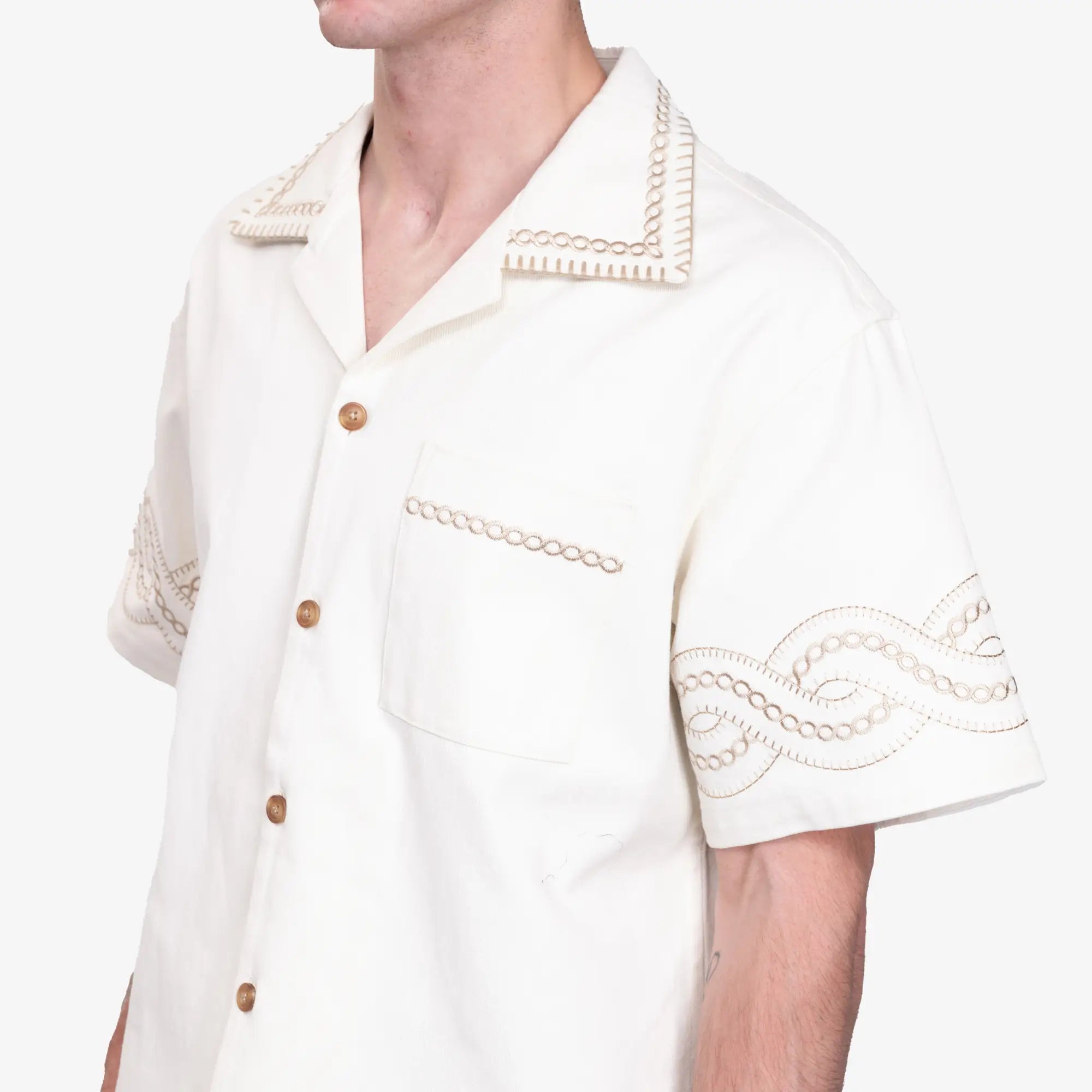 Drôle de Monsieur La Chemise Brodee Tresses Cream - 5