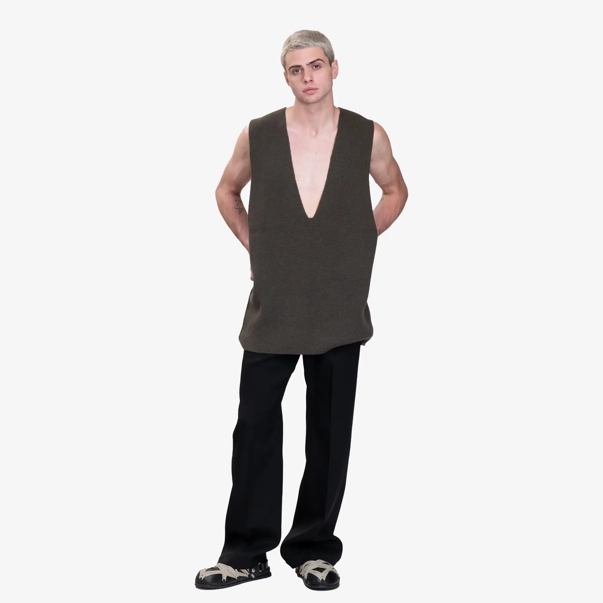 Rick Owens V - Neck Tank Top Bosco - 3