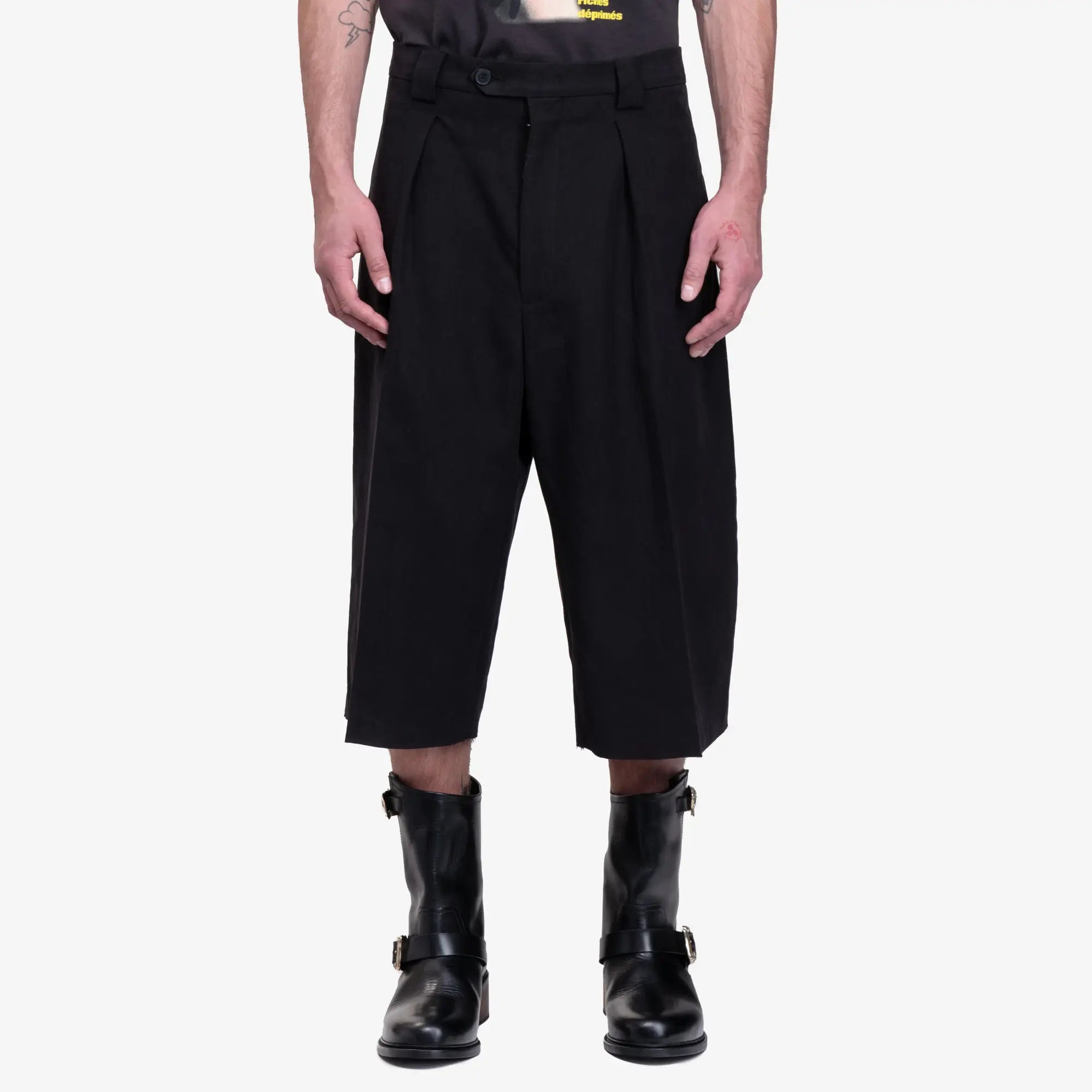 Enfants Riches Deprimes Linen Boiler Room Shorts Black - 1