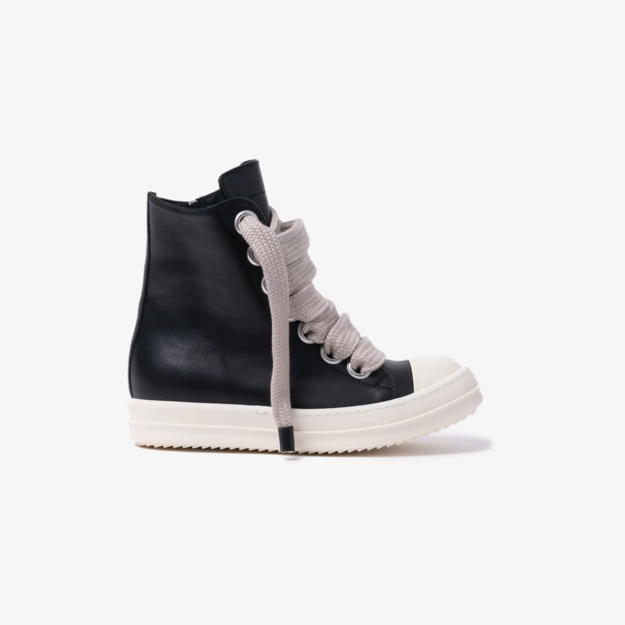 Rick Owens Womens Jumbolace High - Top Leather Sneakers Black - 4