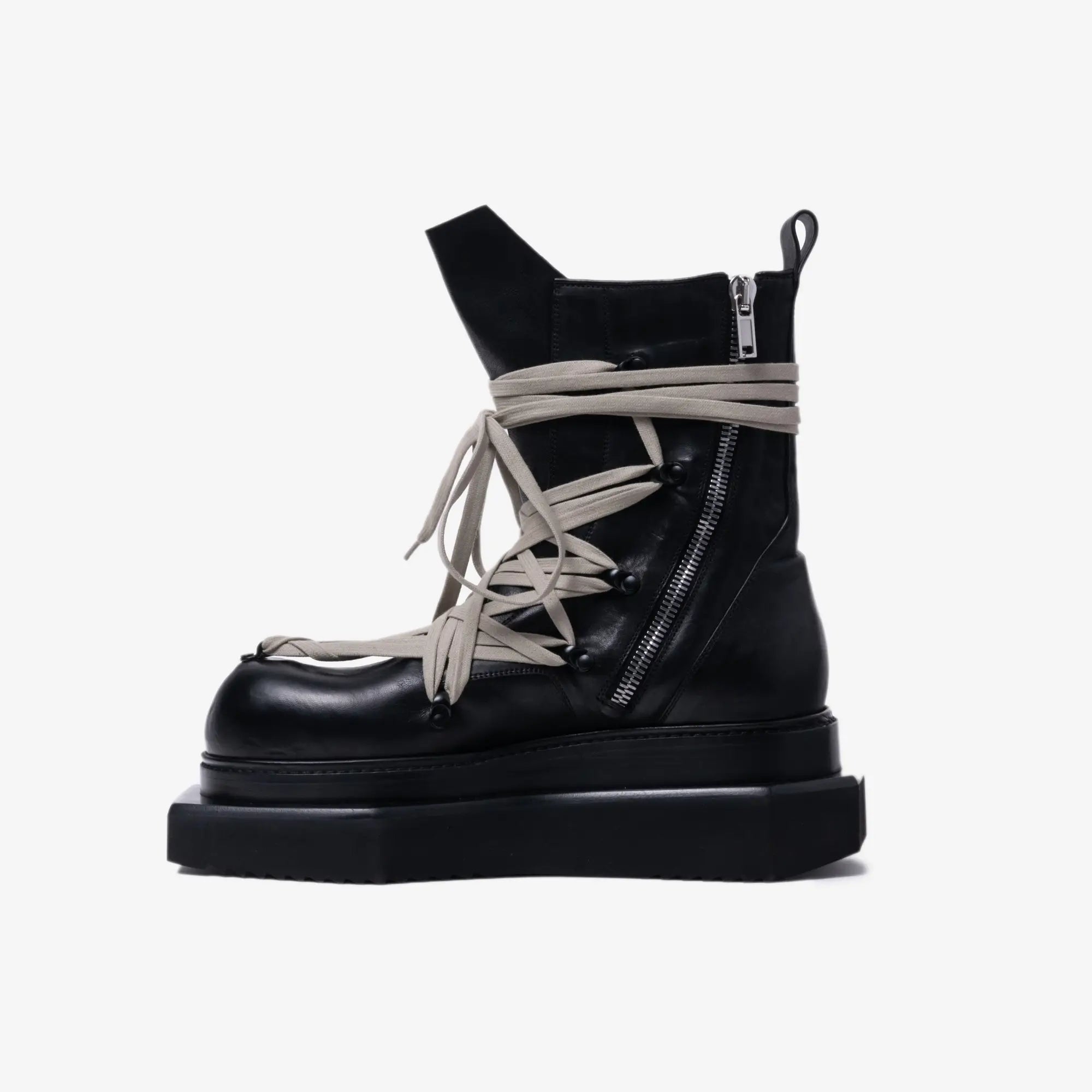 Rick Owens Megalace Turbo Cyclops Leather Boots Black - 4