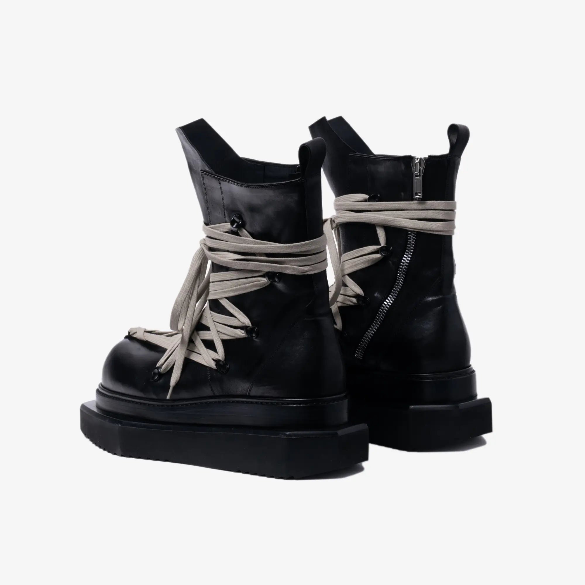 Rick Owens Megalace Turbo Cyclops Leather Boots Black - 5