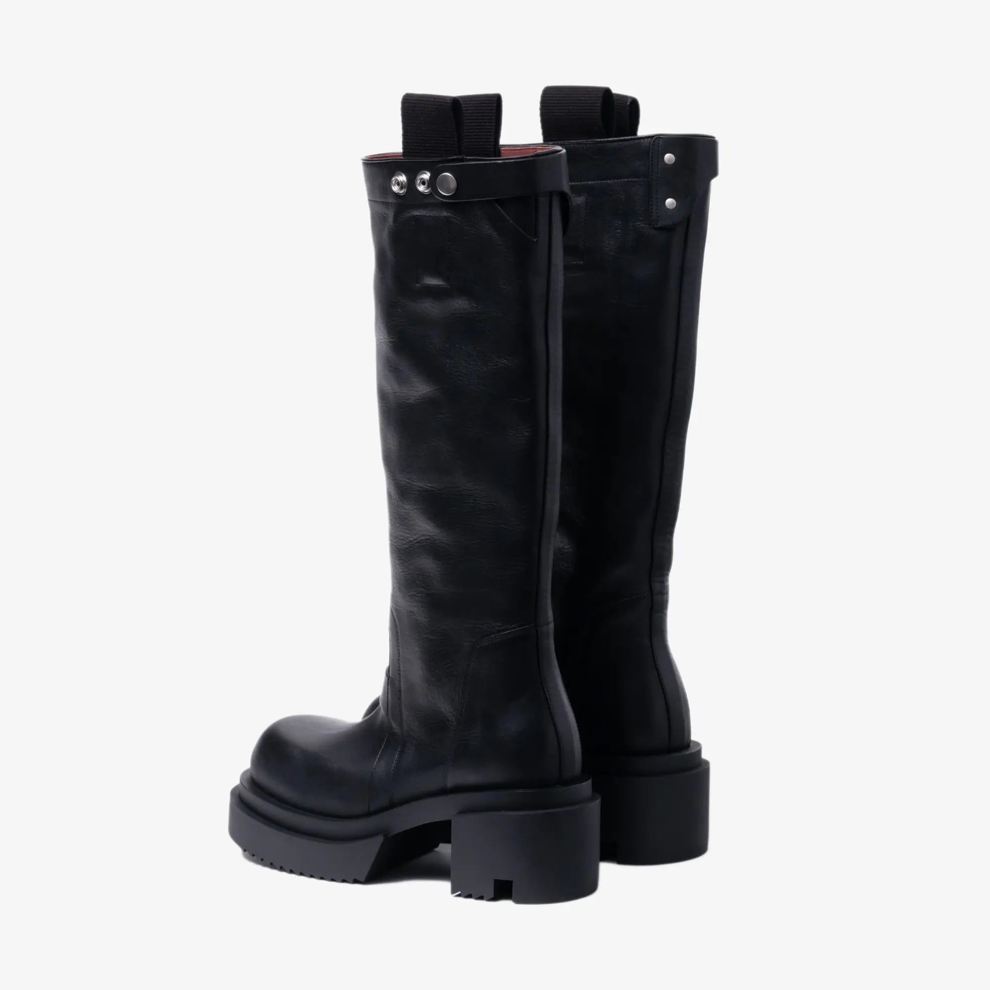 Rick Owens Womens Knee Pull On Bogun Leather Boots Black - 3