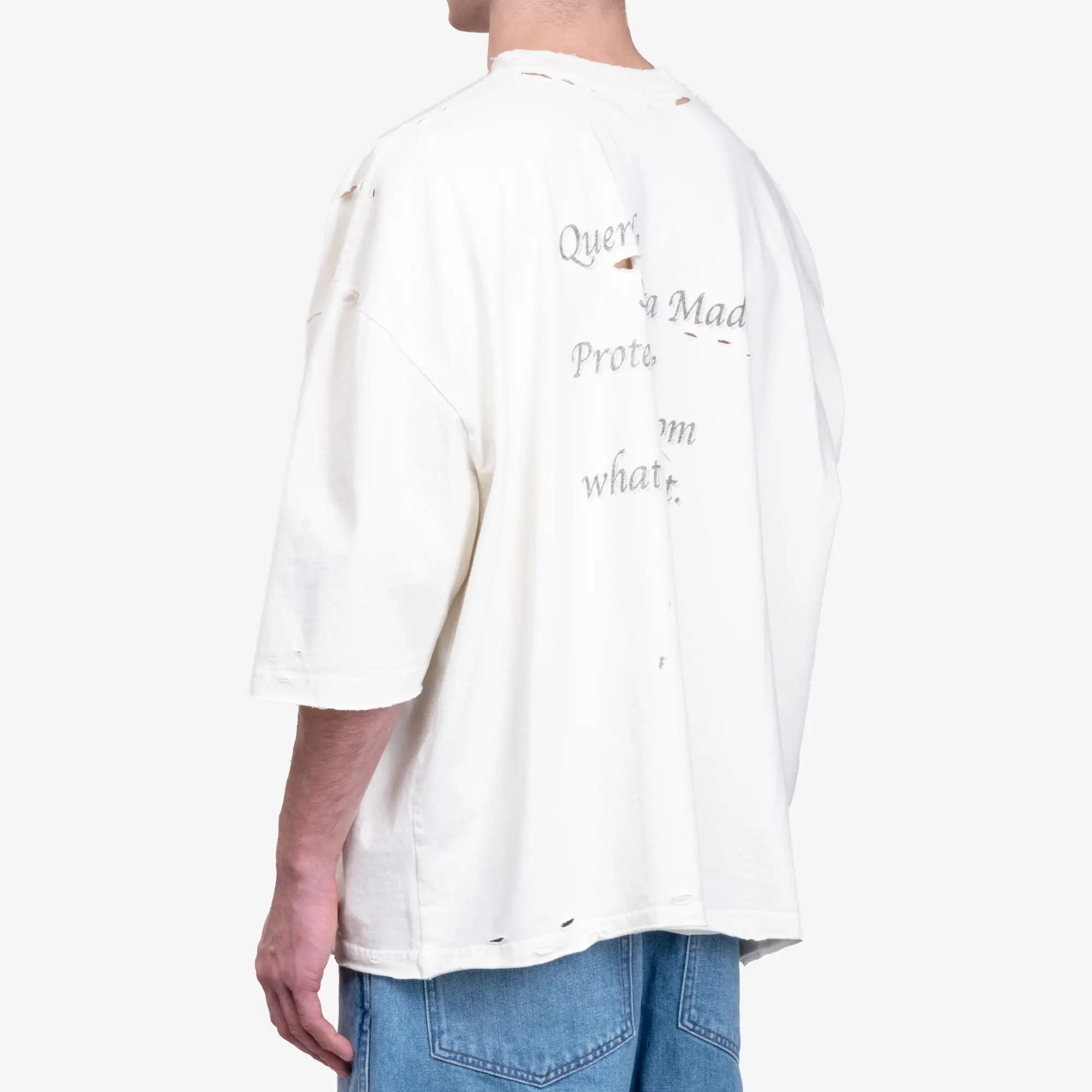 Willy Chavarria Santa Madre Destroyed Buffalo T-Shirt Snow White - 4