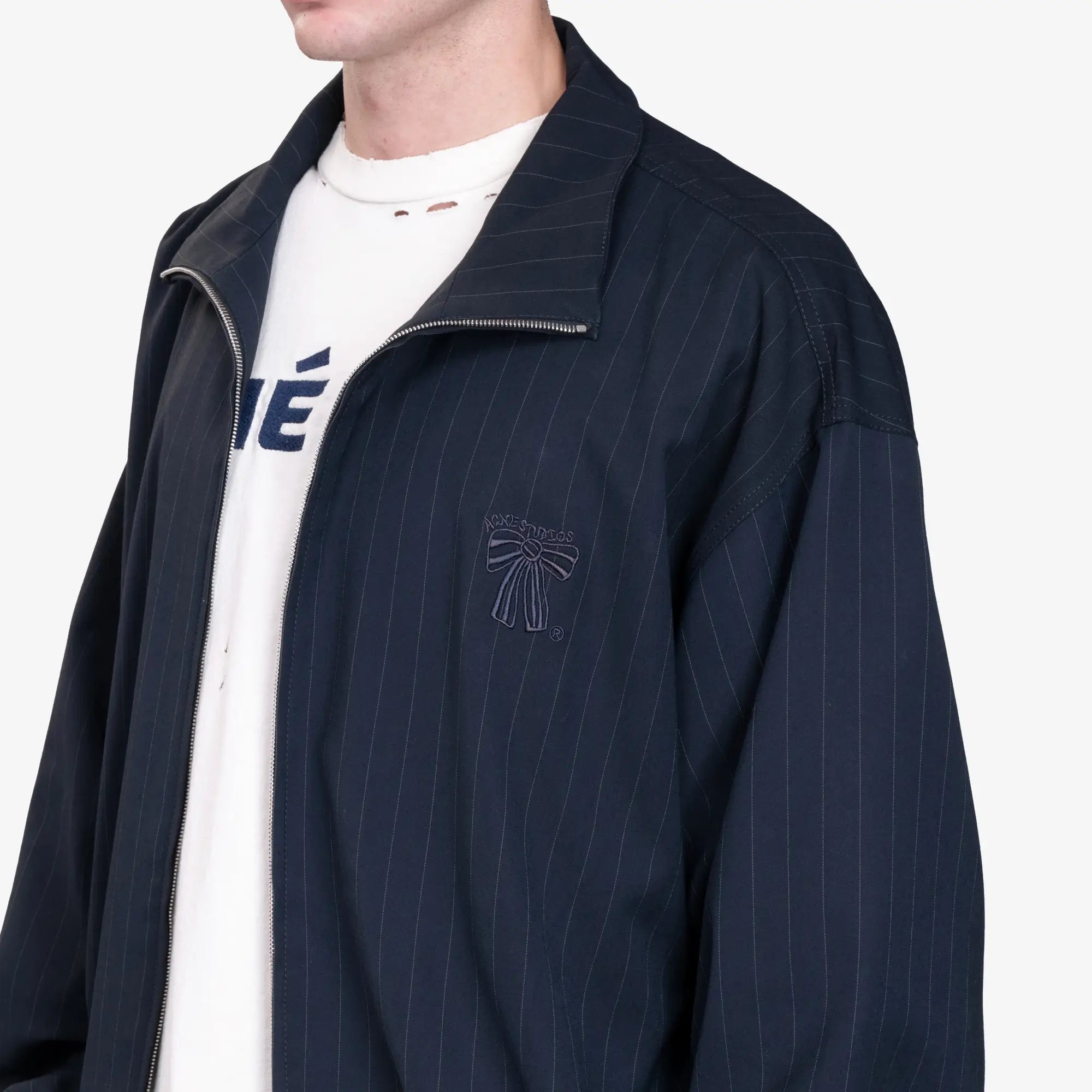 Acne Studios Zipper Pinstripe Jacket Navy - 5