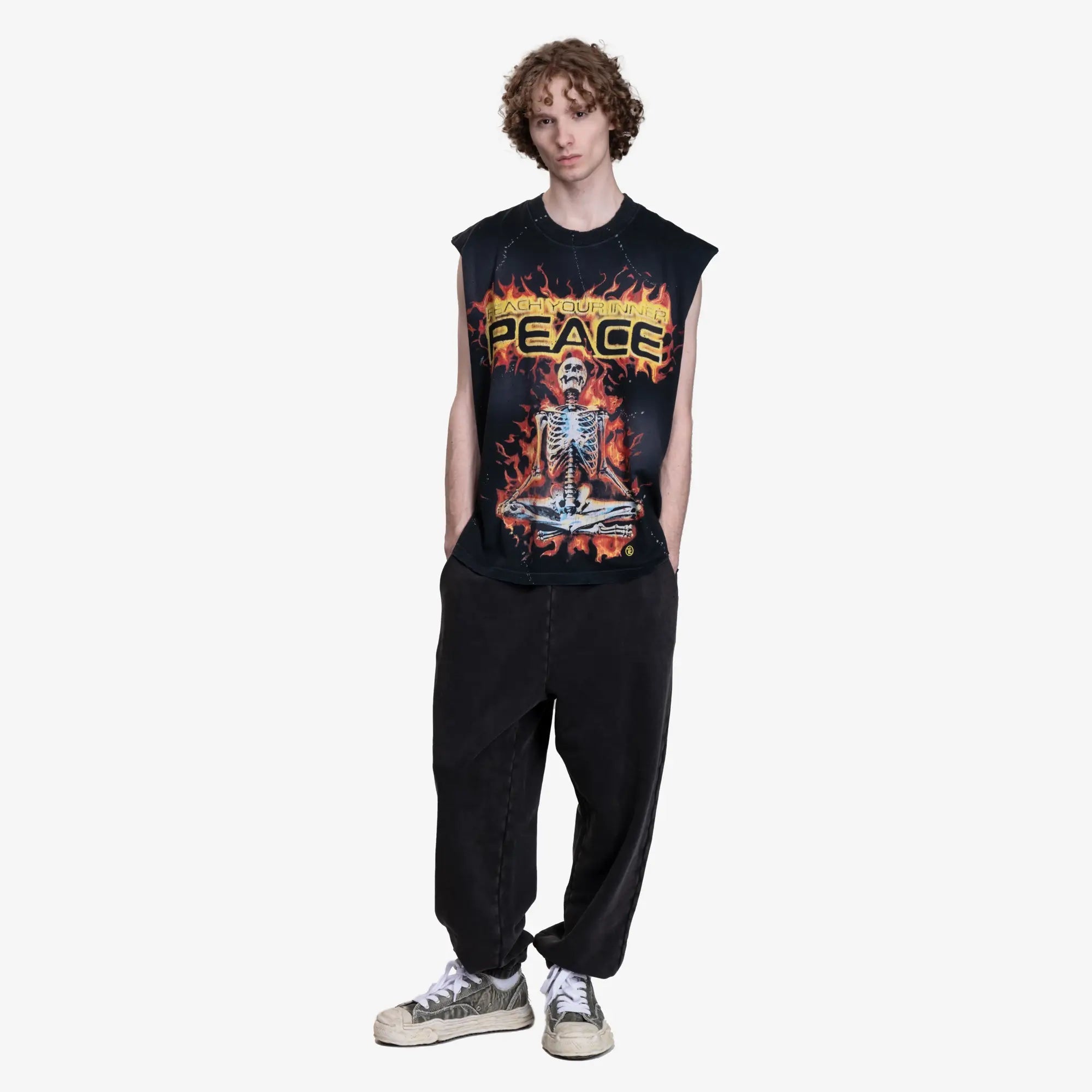 HELLSTAR Inner Peace Skeleton Cut Off T-Shirt Black - 2