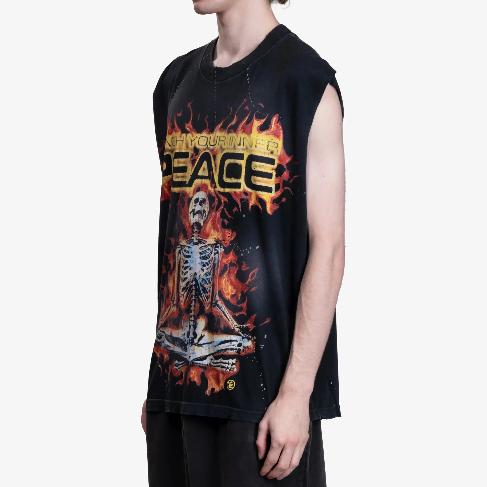 HELLSTAR Inner Peace Skeleton Cut Off T-Shirt Black - 3