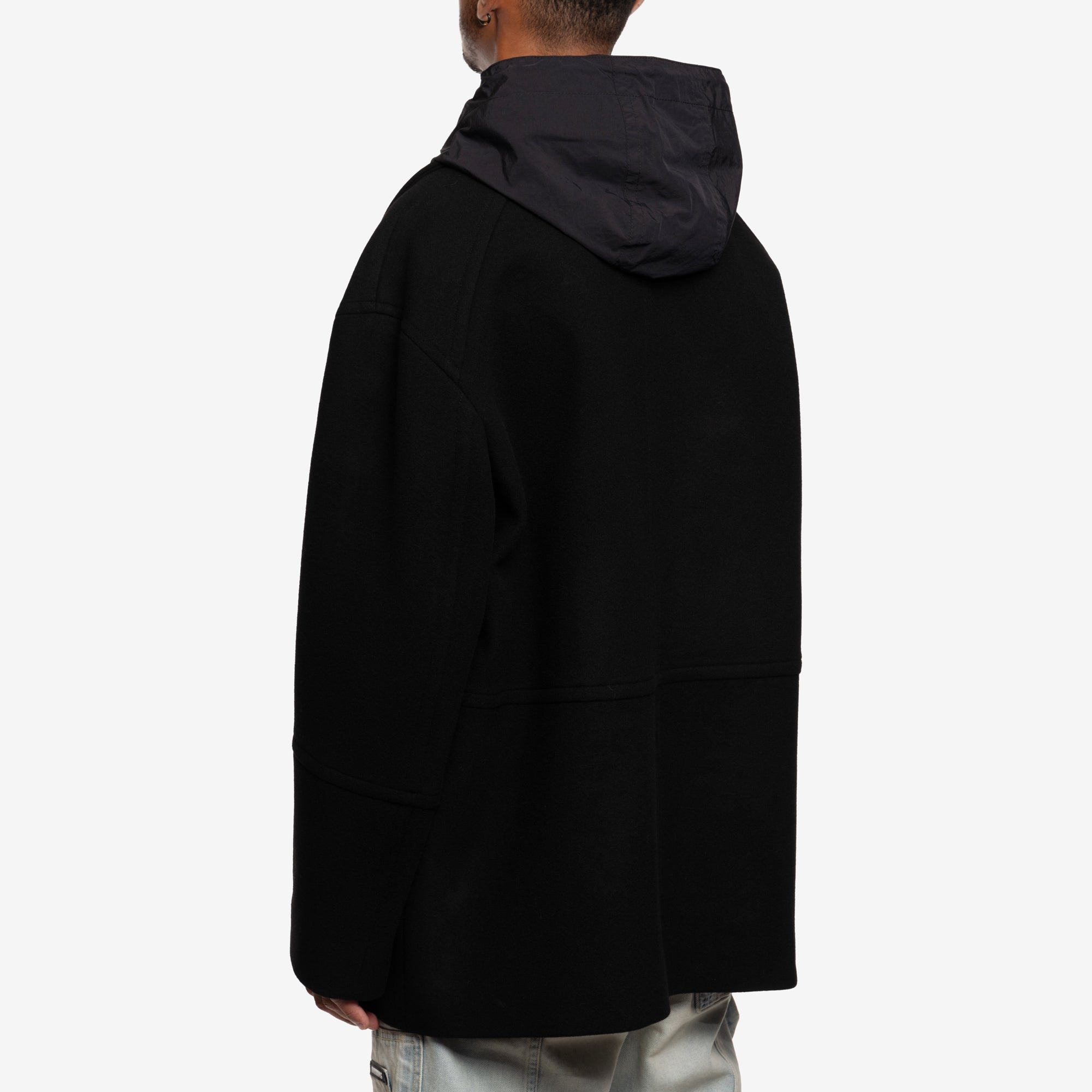 Juun.J Detachable Hood Felt Wool Peacoat Black - 4