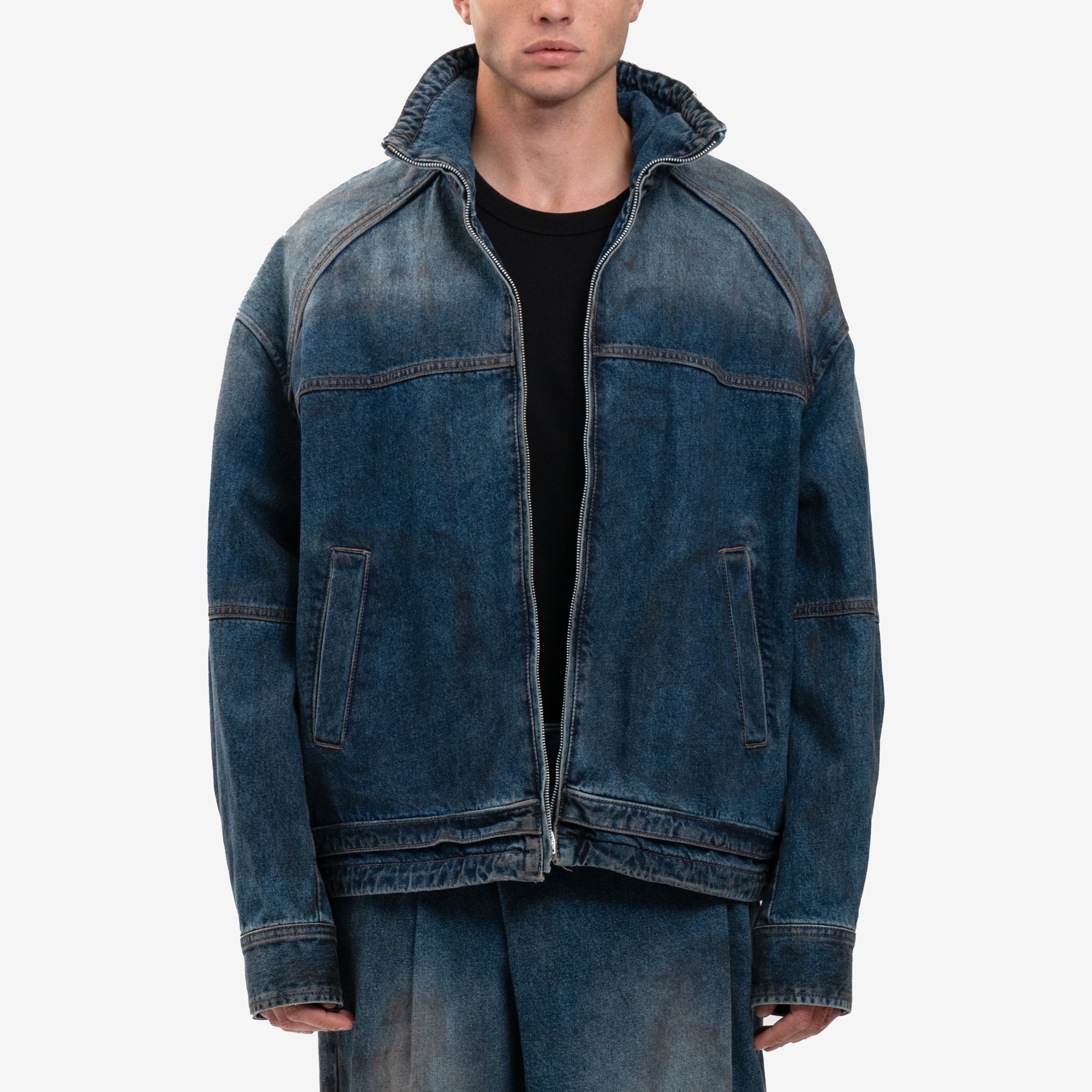 Juun.J Oil Washed Denim Jacket Blue - 1