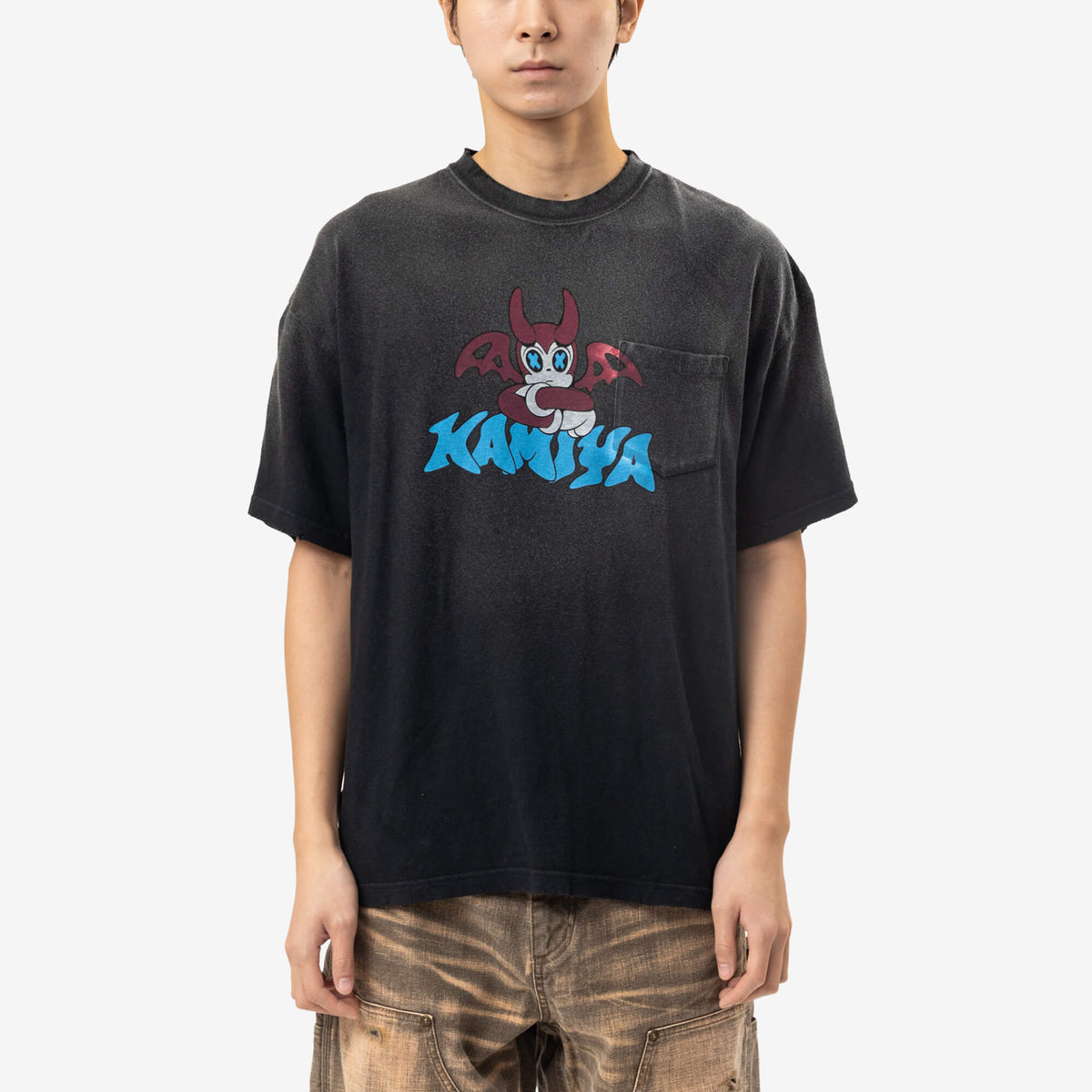 Kamiya Bakeneko Pocket T-Shirt Black-1