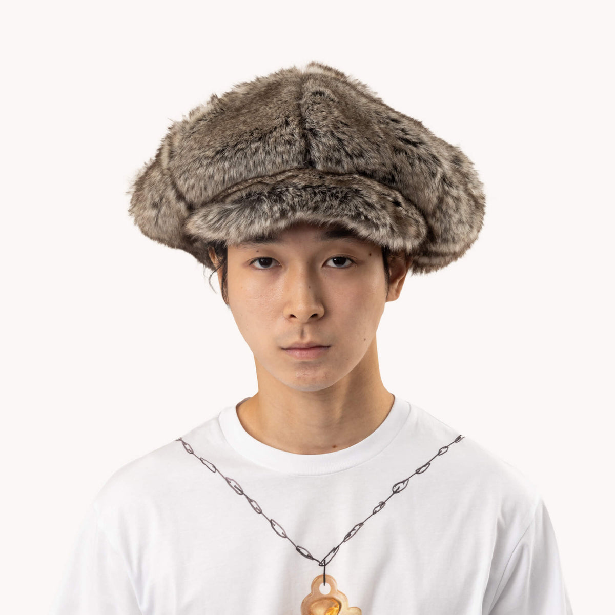 Kamiya CA4LA Faux Fur Newsboy Cap Gray-2