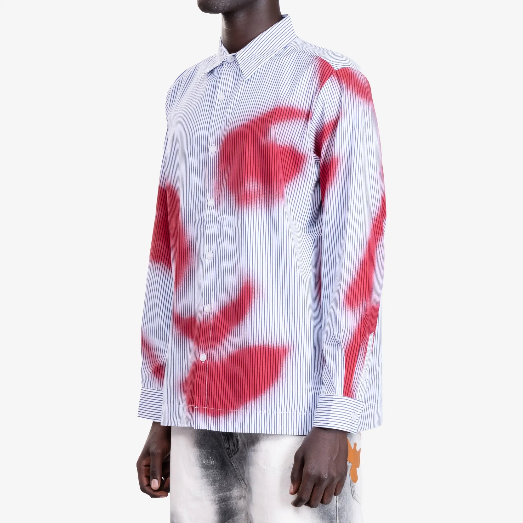 KidSuper Blurry Face Airbrush Stripe Shirt Light Blue - 3