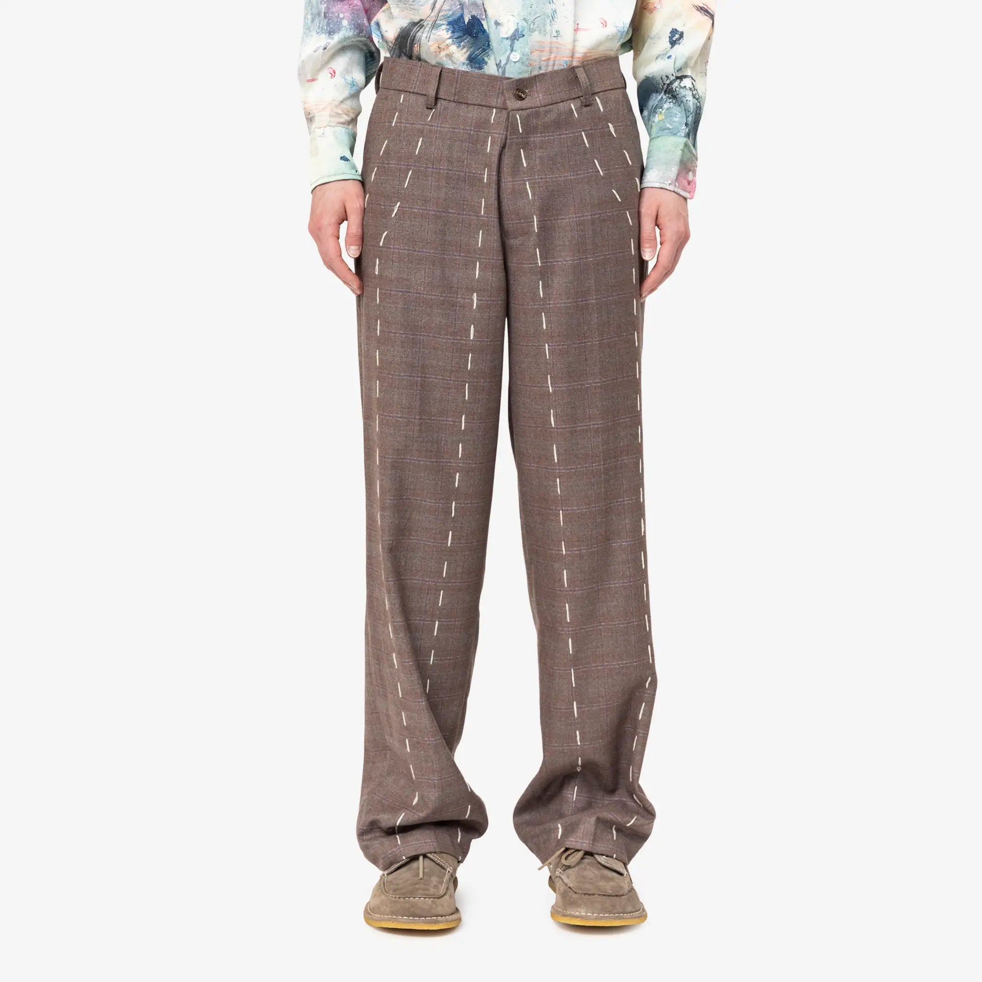 KidSuper Face Embroidered Suit Pants Brown - 1