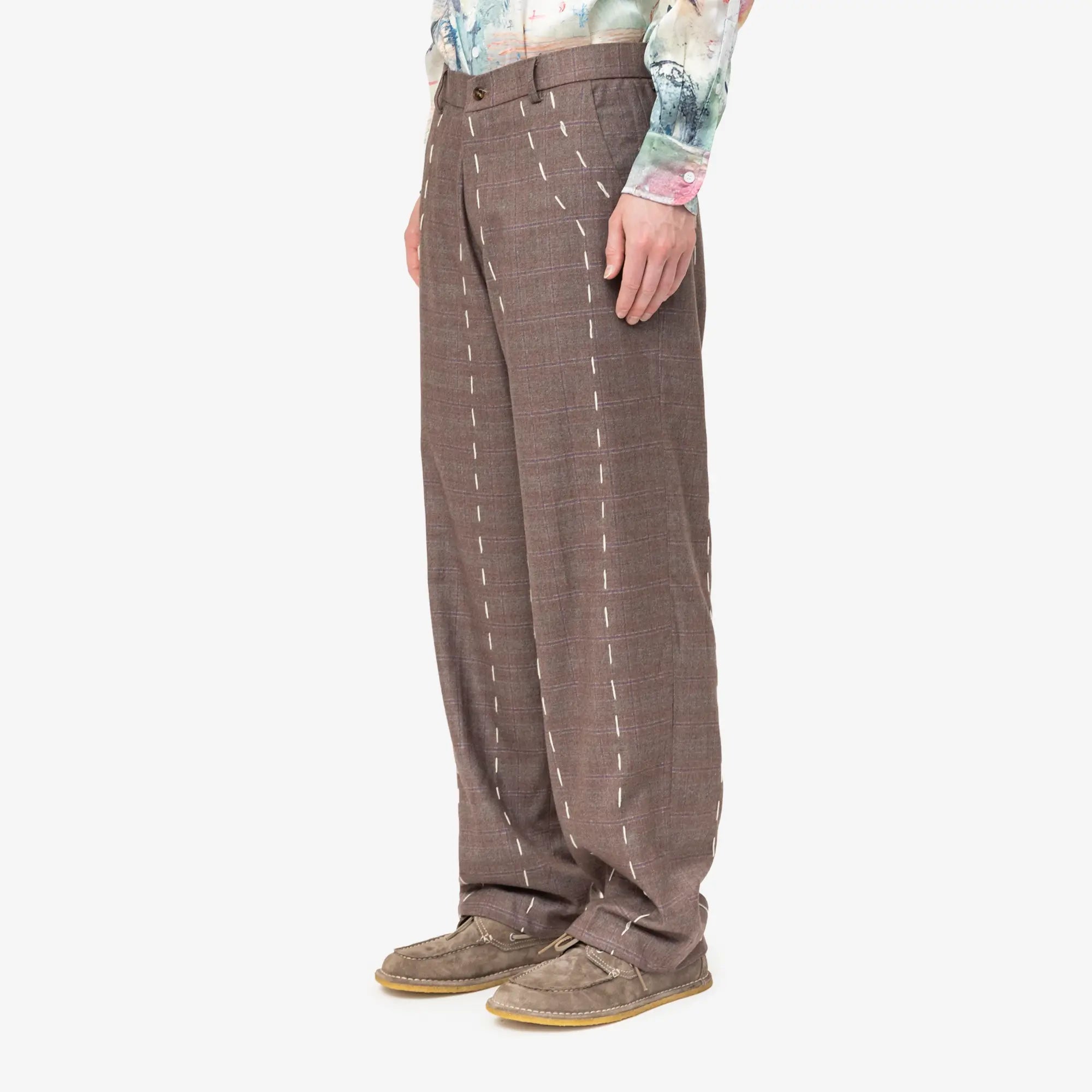 KidSuper Face Embroidered Suit Pants Brown - 3