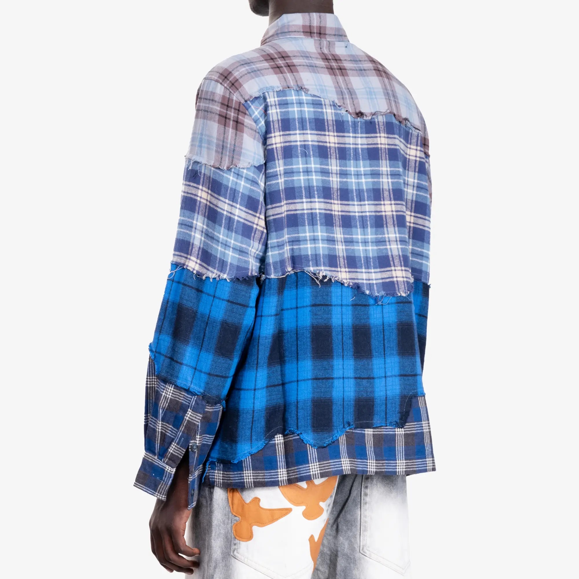 KidSuper Face Patchworked Flannel Blue - 4
