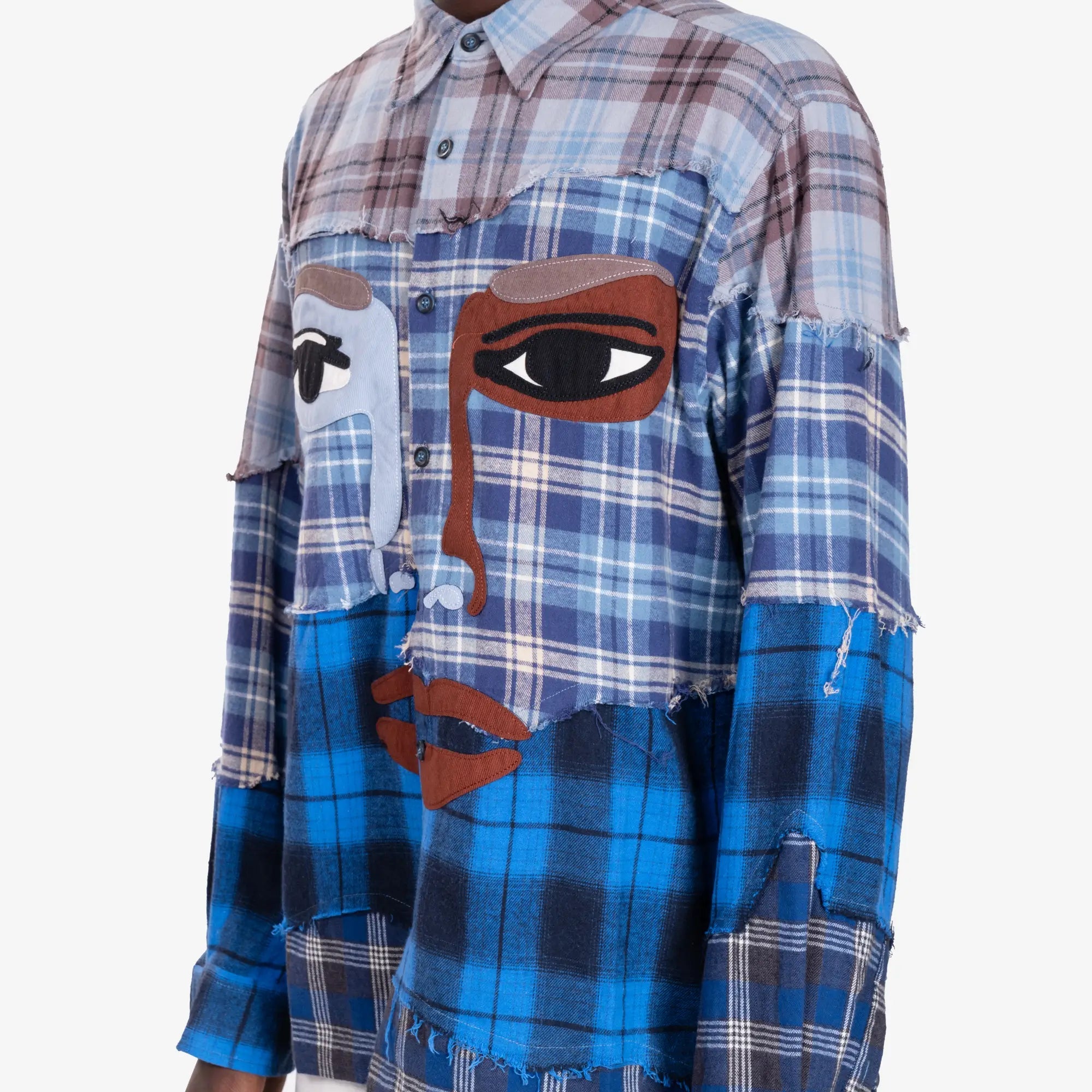 KidSuper Face Patchworked Flannel Blue - 5