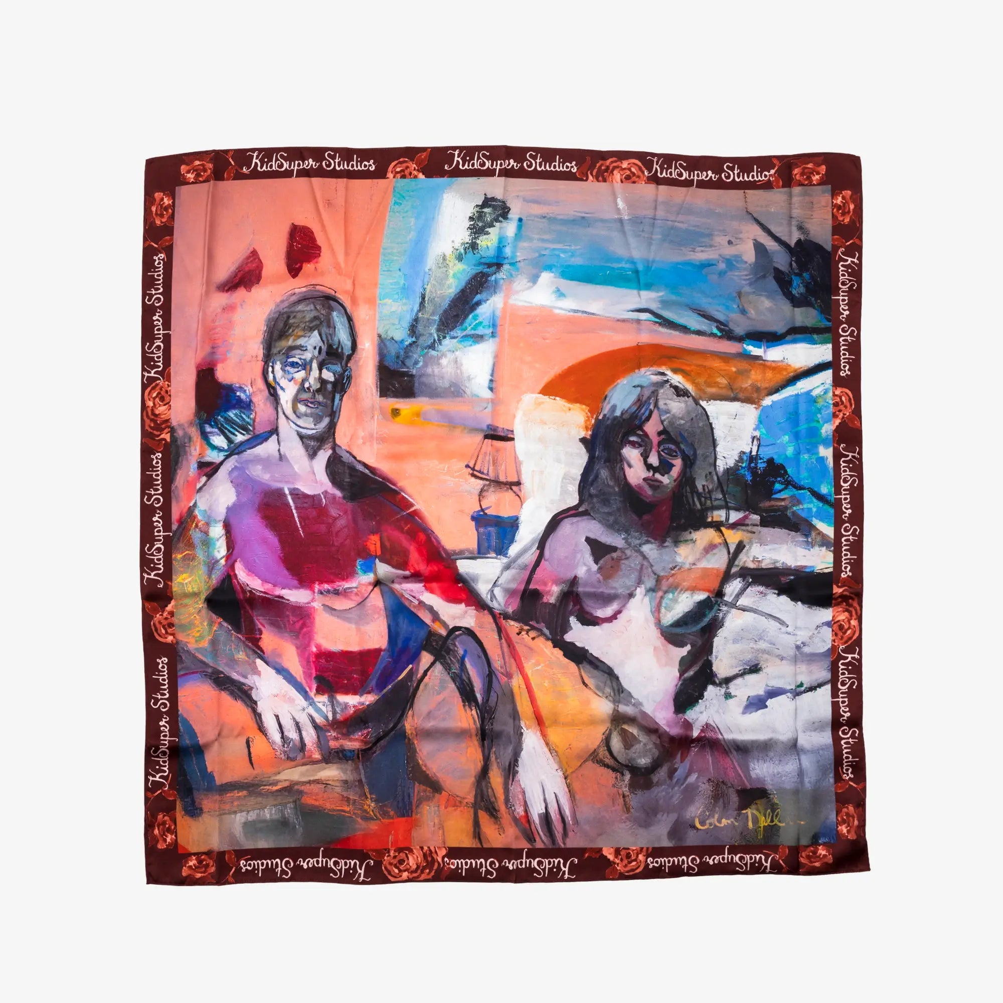 KidSuper Man and Woman Painting Silk Scarf Multi - 1