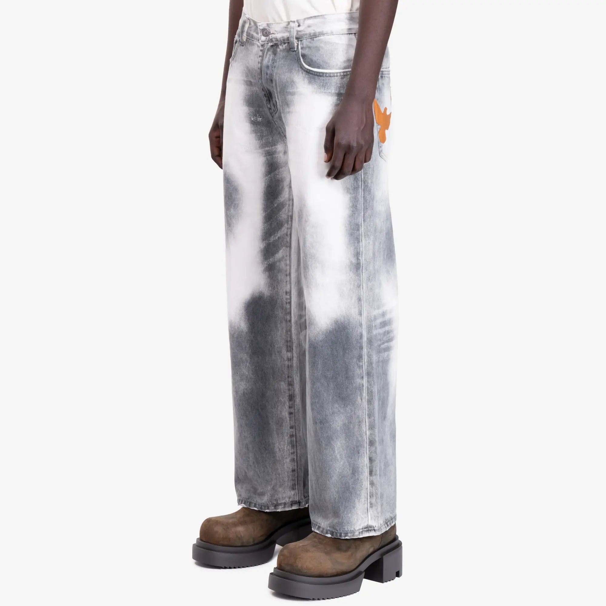 KidSuper White Washed Doves Jeans Grey - 3