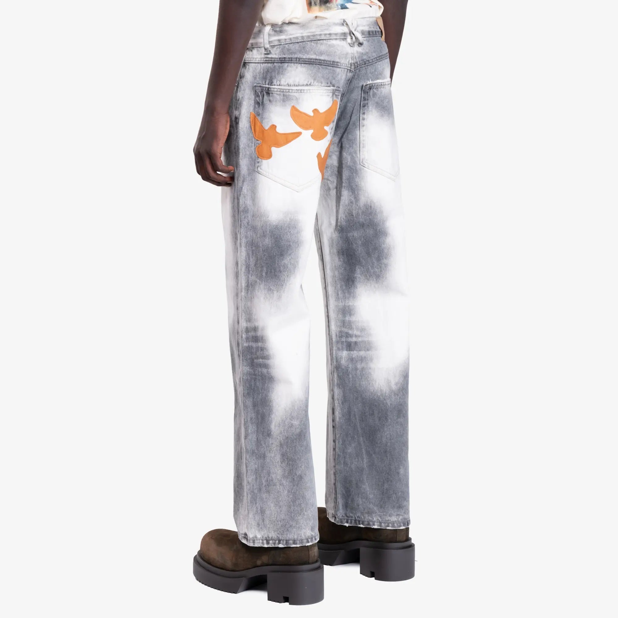 KidSuper White Washed Doves Jeans Grey - 4