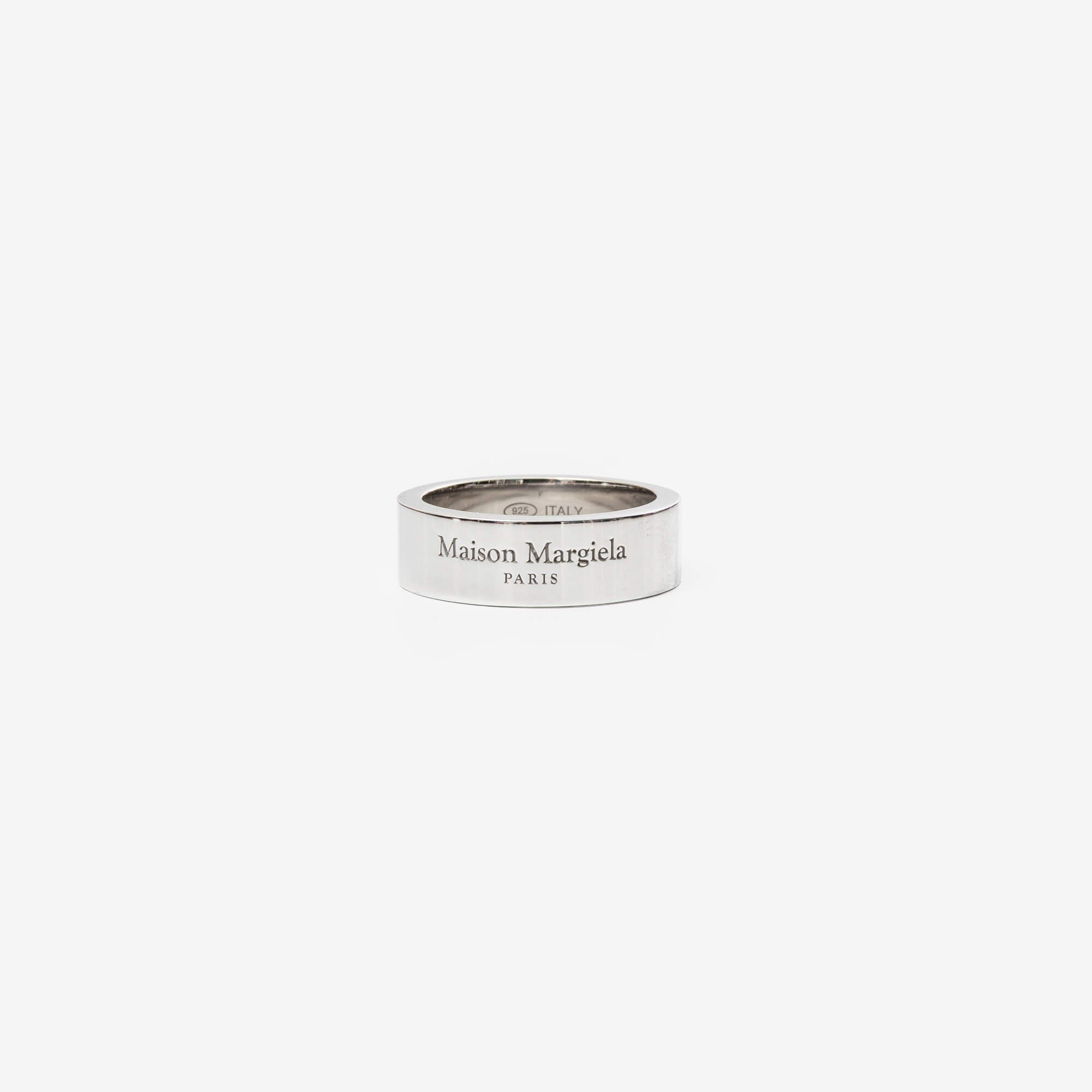 Maison Margiela Logo Reference 6.5mm Ring Polished Silver Rhodium-1