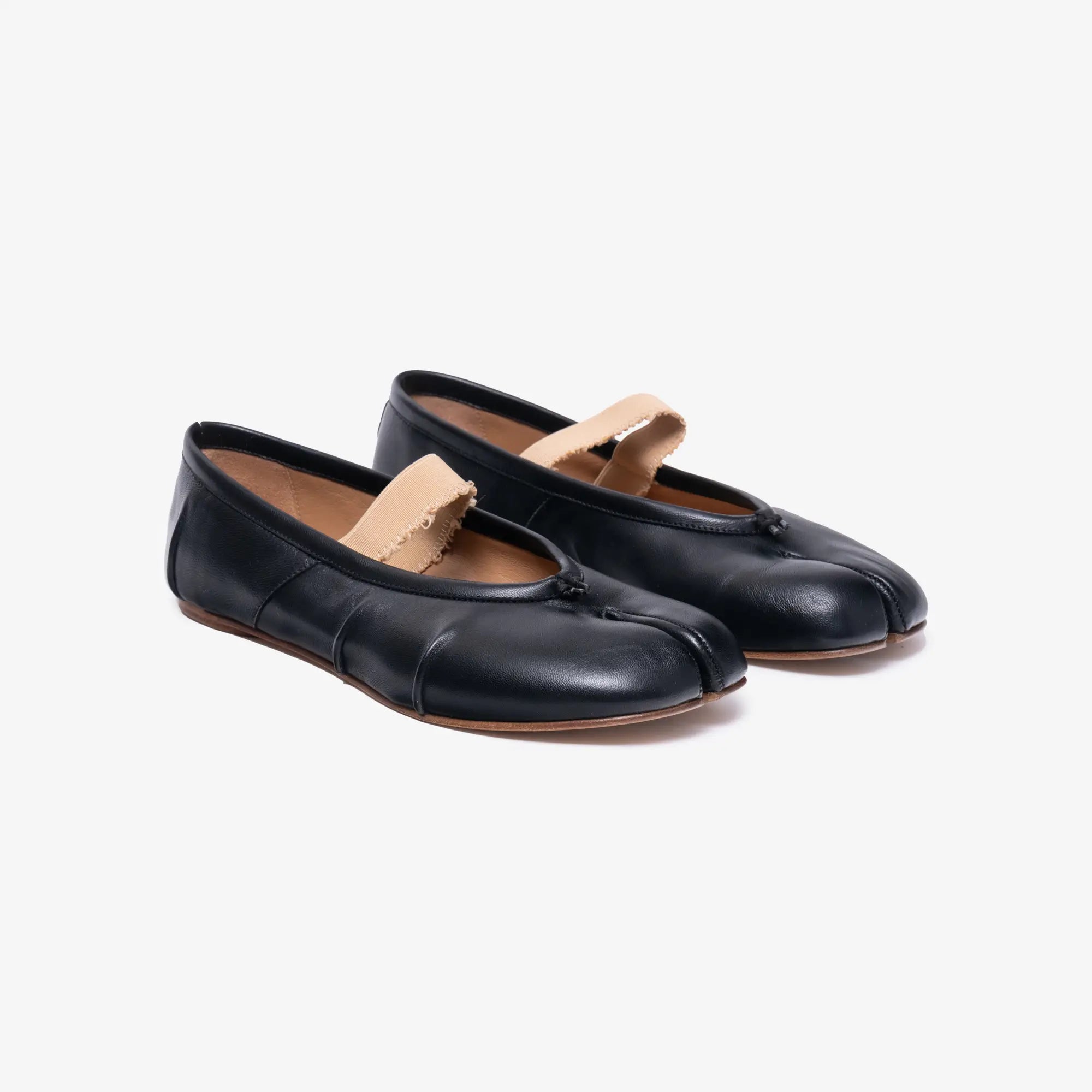 Maison Margiela Womens Elastic Tabi Ballerina Flats Black - 1