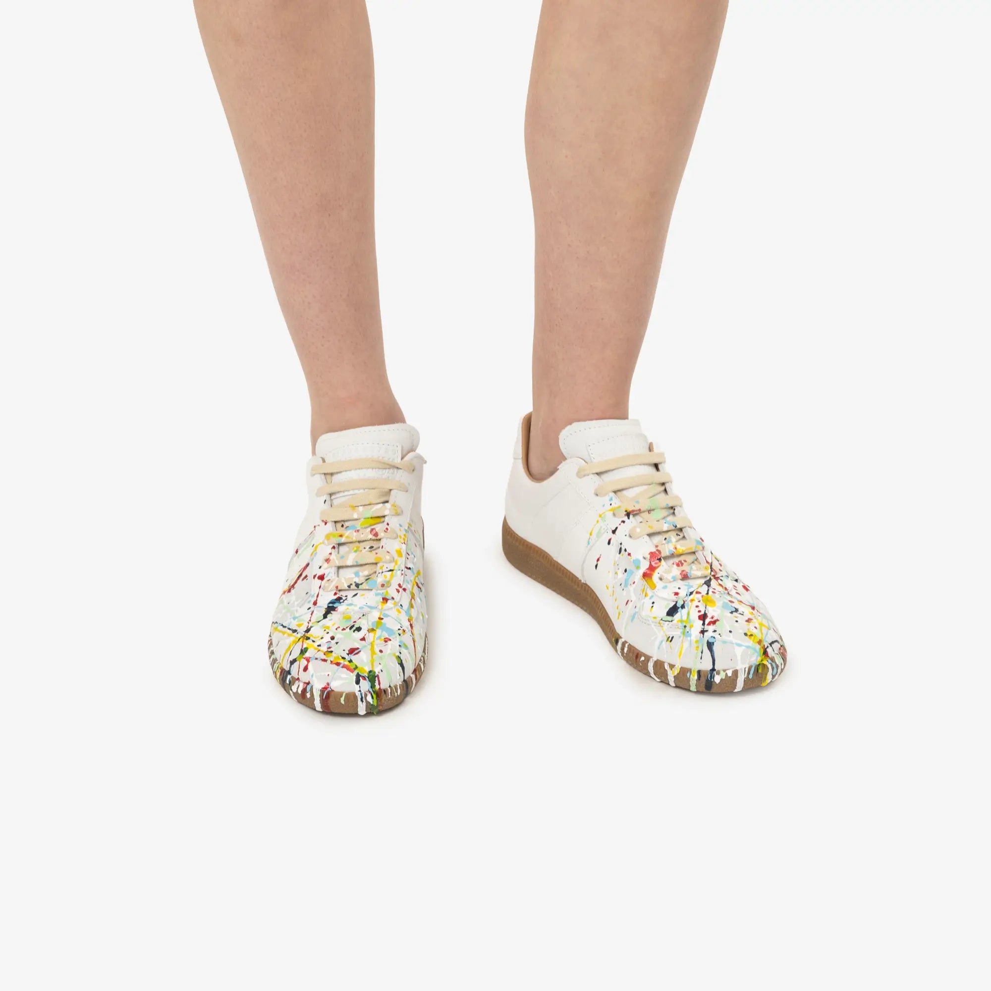 Maison Margiela Womens Paint Replica Sneakers White - 2