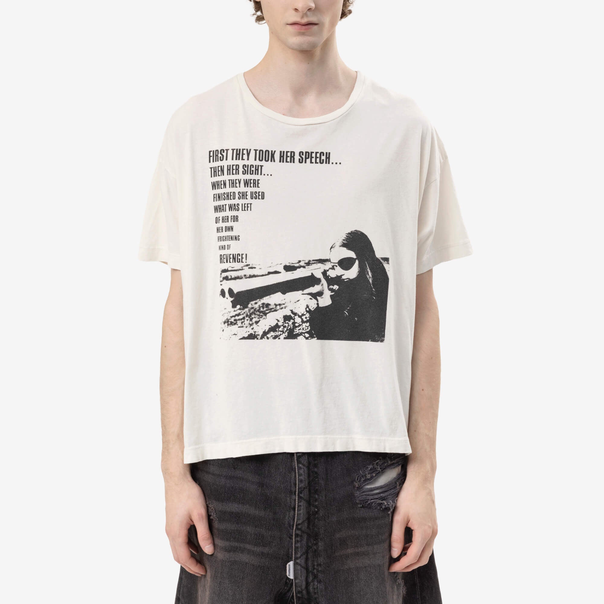 Marking Distance Distressed One Eye T-Shirt Natural White-1