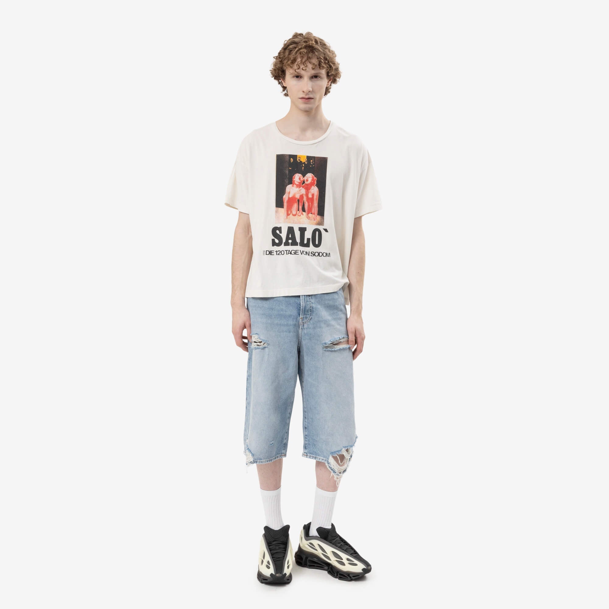 Marking Distance Distressed Salo T-Shirt Natural White-2