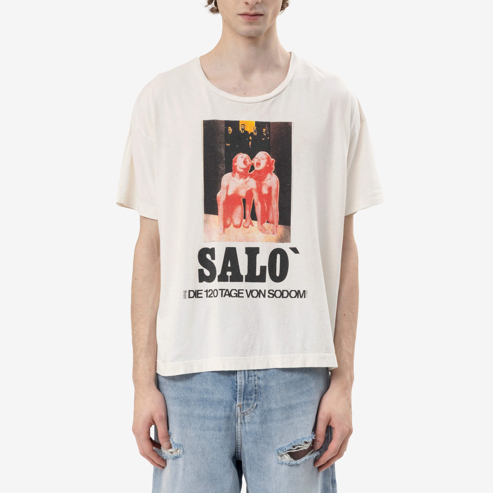 Marking Distance Distressed Salo T-Shirt Natural White-1