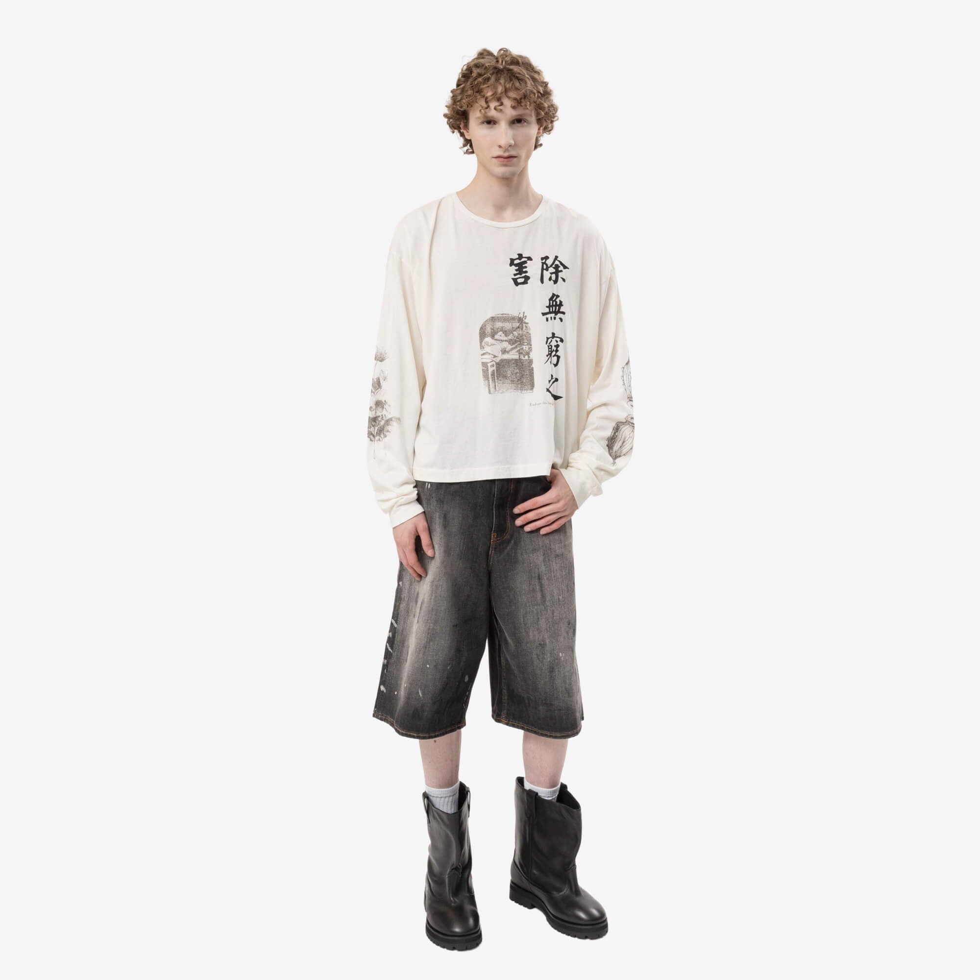 Marking Distance Poppy Long Sleeve T-Shirt Natural White-2
