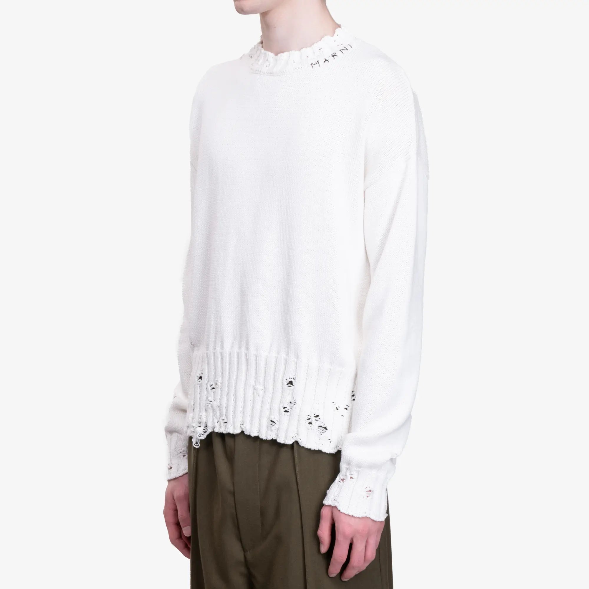 MARNI Dishevelled Sweater Lily White - 3