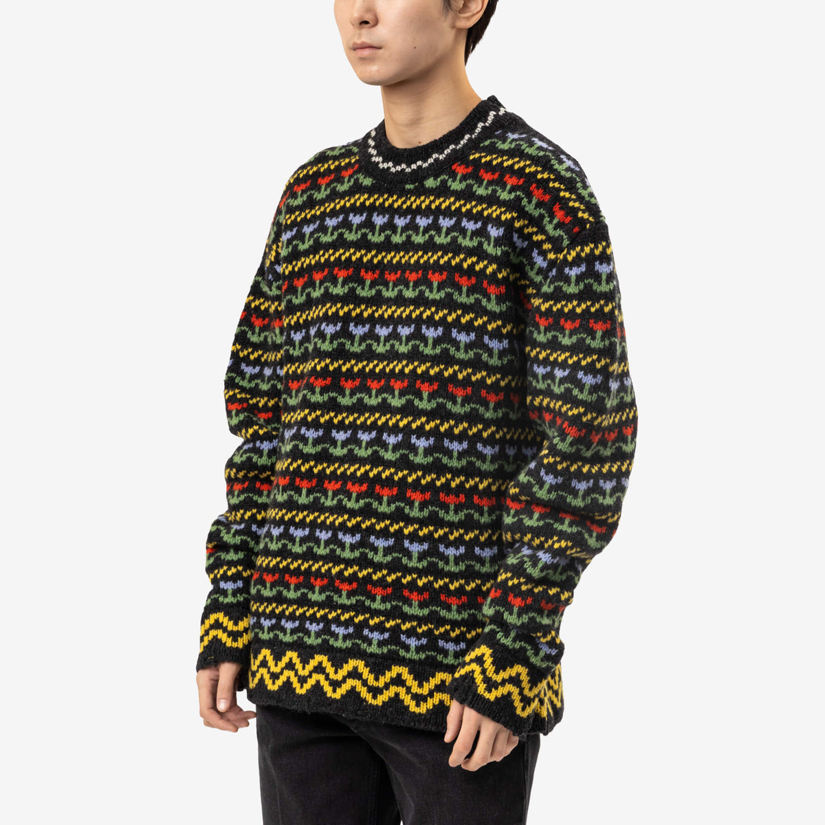 MARNI Fairisle Shetland Wool Sweater Charcoal-3