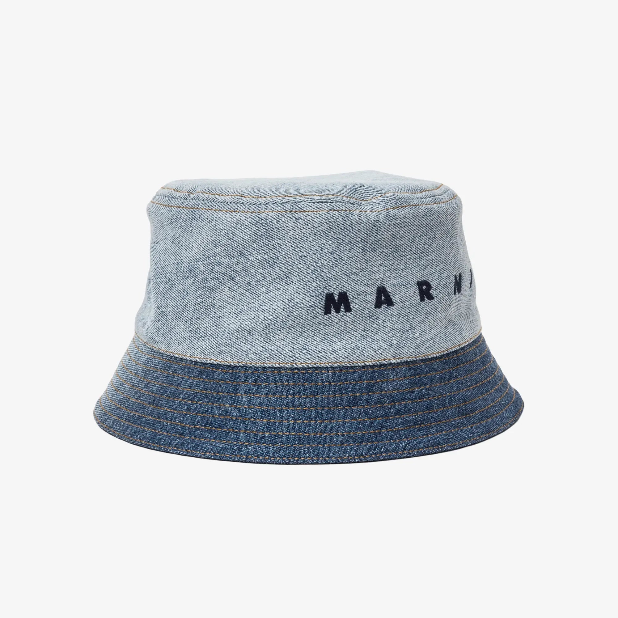 MARNI Gradient Bleach Denim Bucket Hat Antique White - 3