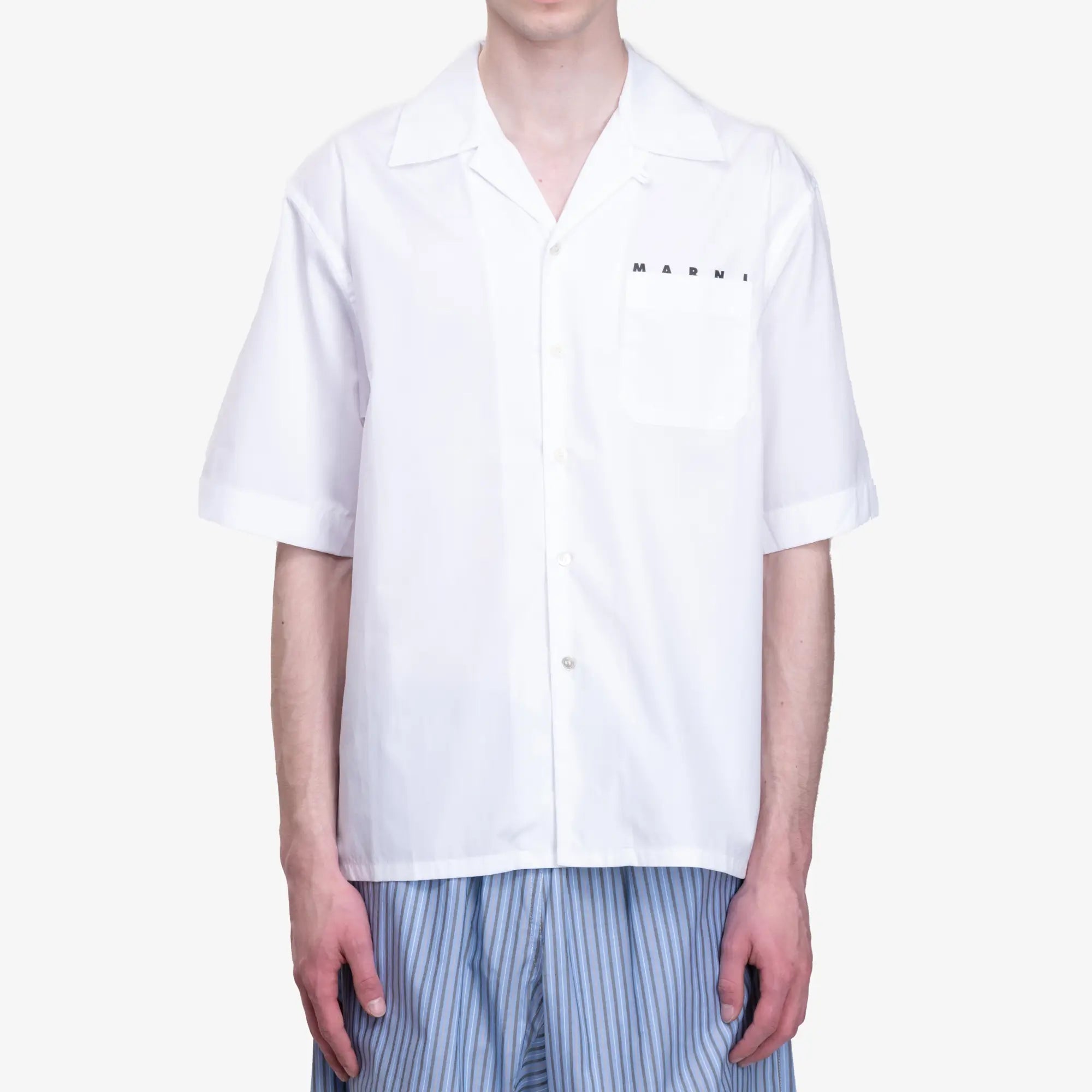 MARNI Hidden Logo Bowling Shirt Lily White - 1