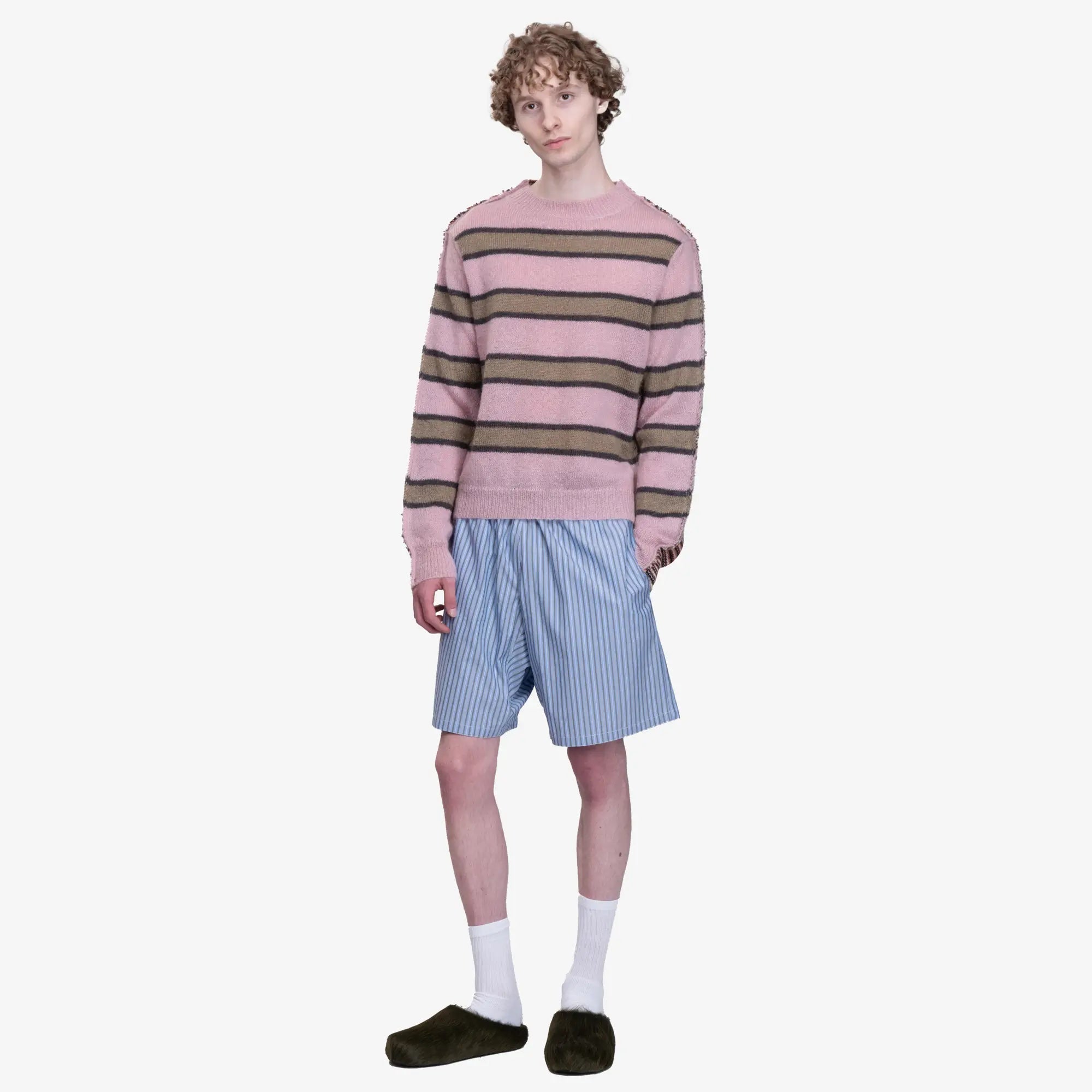 MARNI Mix Stripe Sweater Soft Pink - 2