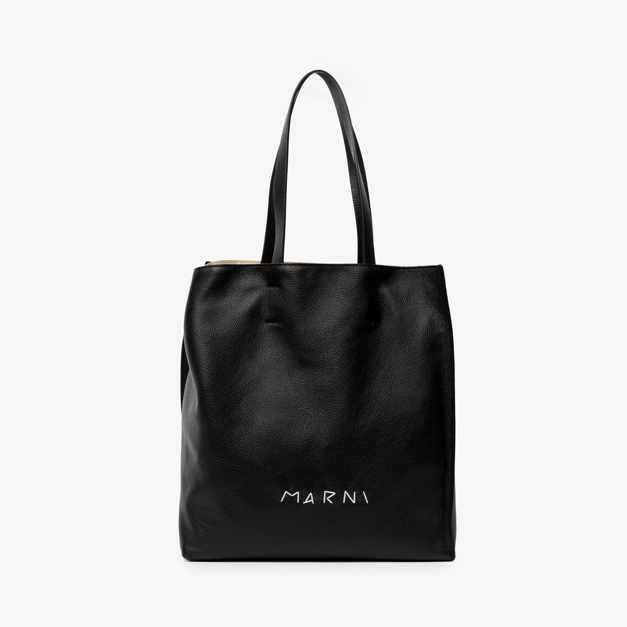 MARNI Museo Leather Mending Tote Black - 1