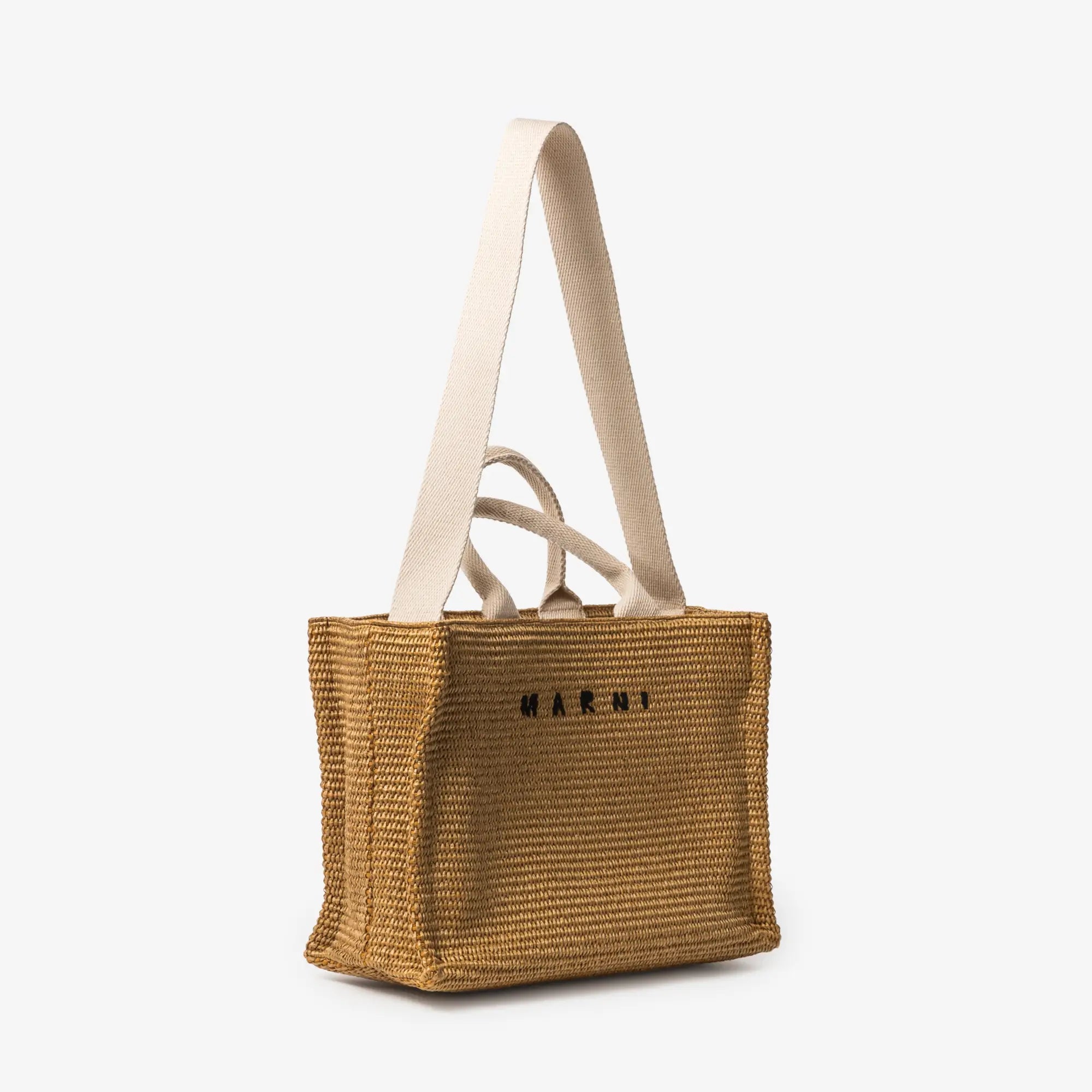 MARNI Raffia - Effect East - West Small Tote Bag Rawsienna/Natural - 3