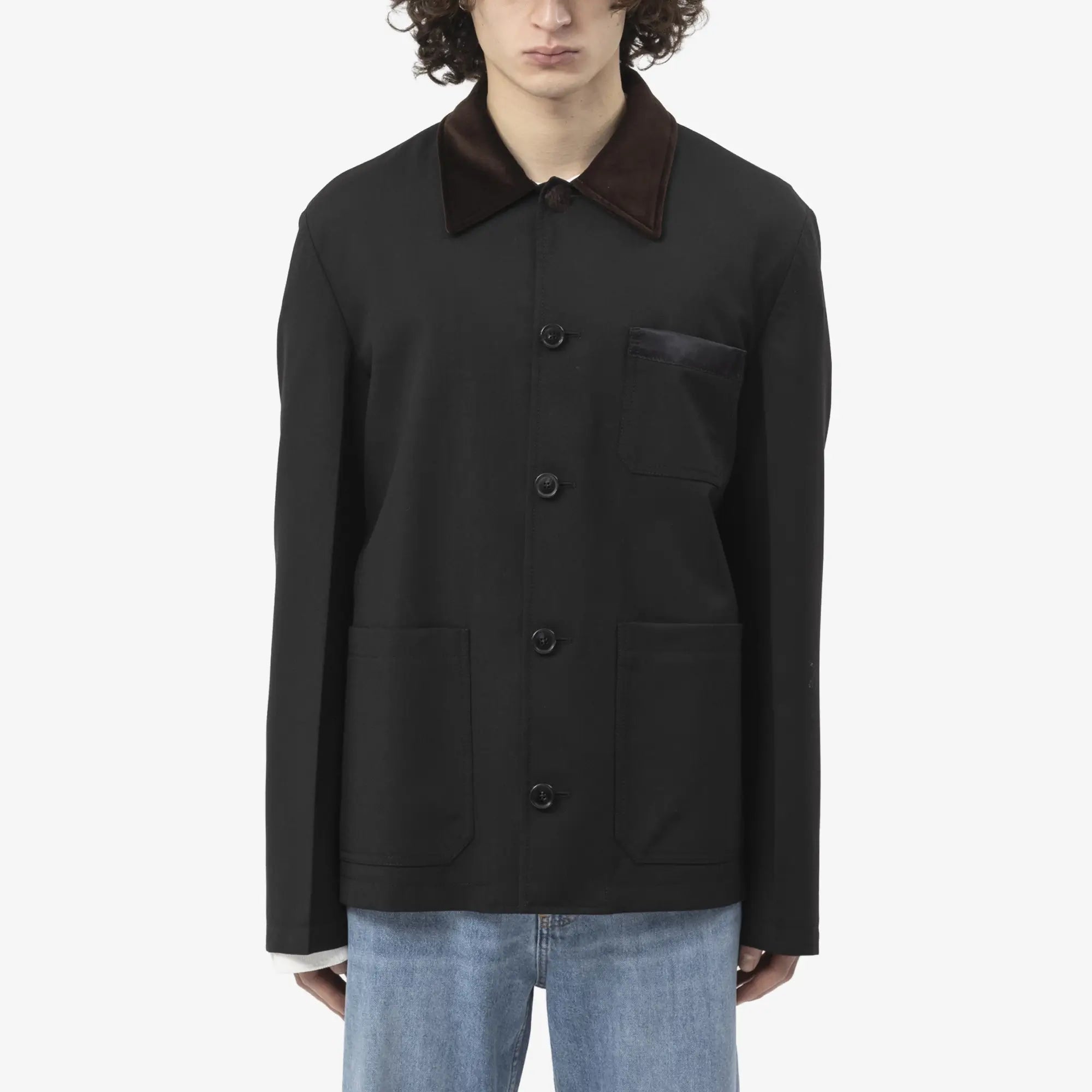 MARNI Tropical Wool Workwear Jacket Black - 1