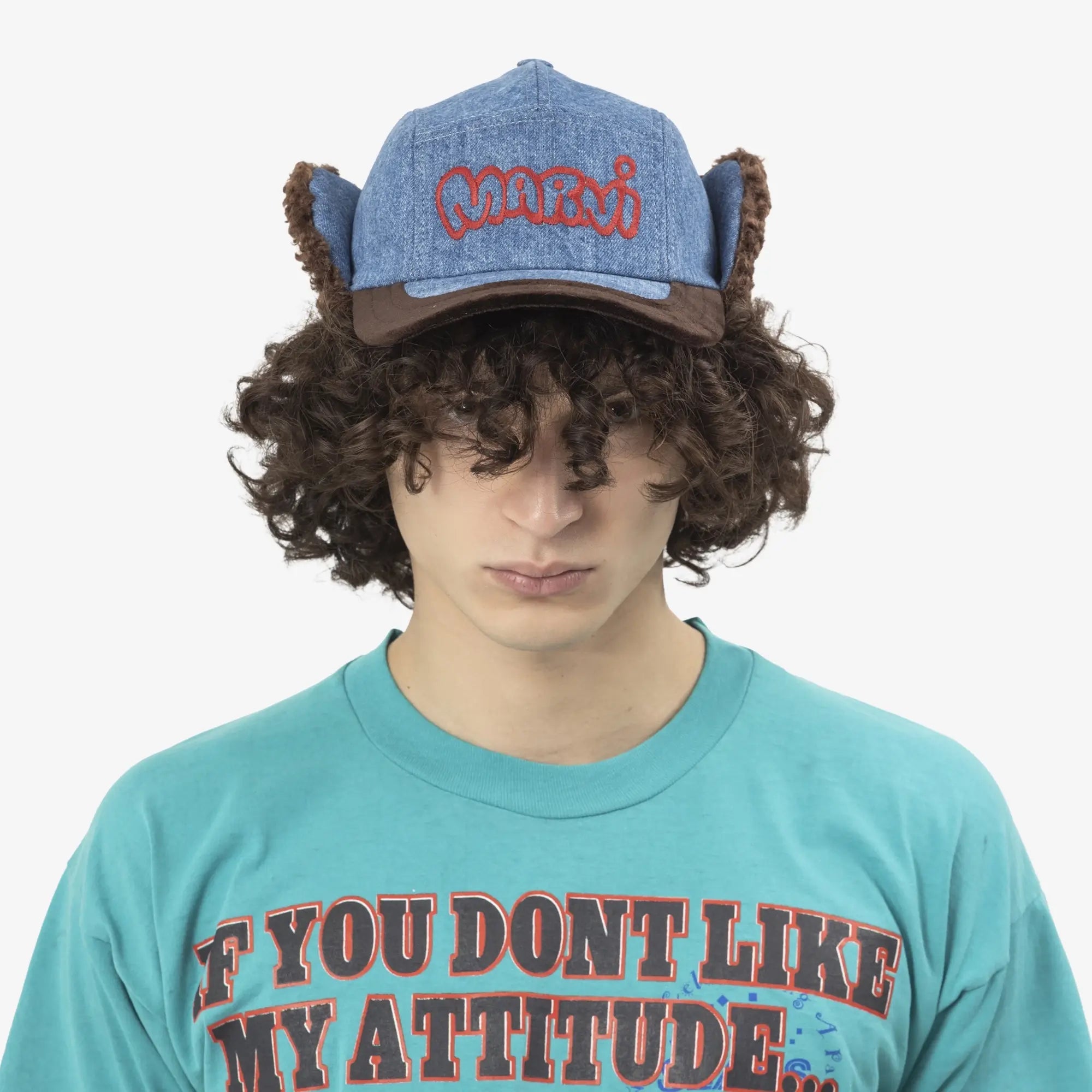 MARNI Washed Bull Denim Trapper Hat Deep Blue - 2