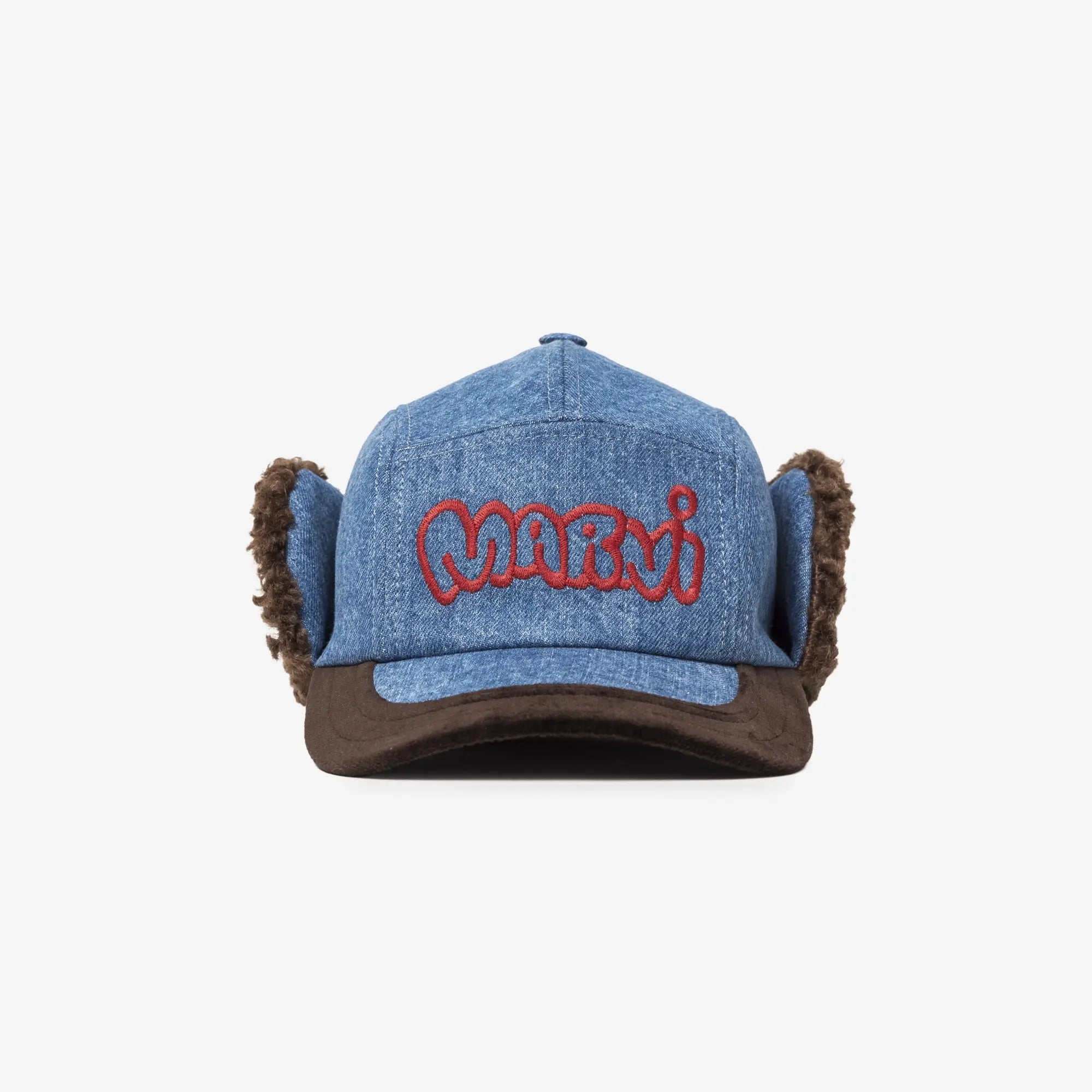 MARNI Washed Bull Denim Trapper Hat Deep Blue - 1