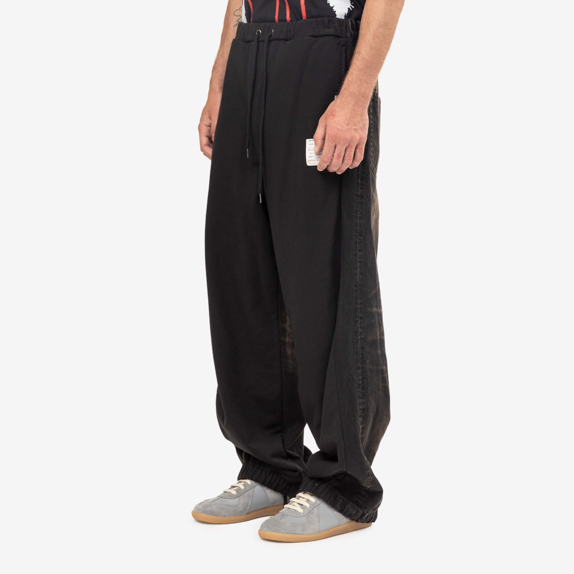 Mihara Yasuhiro Combined Denim Sweat Pants Black-3