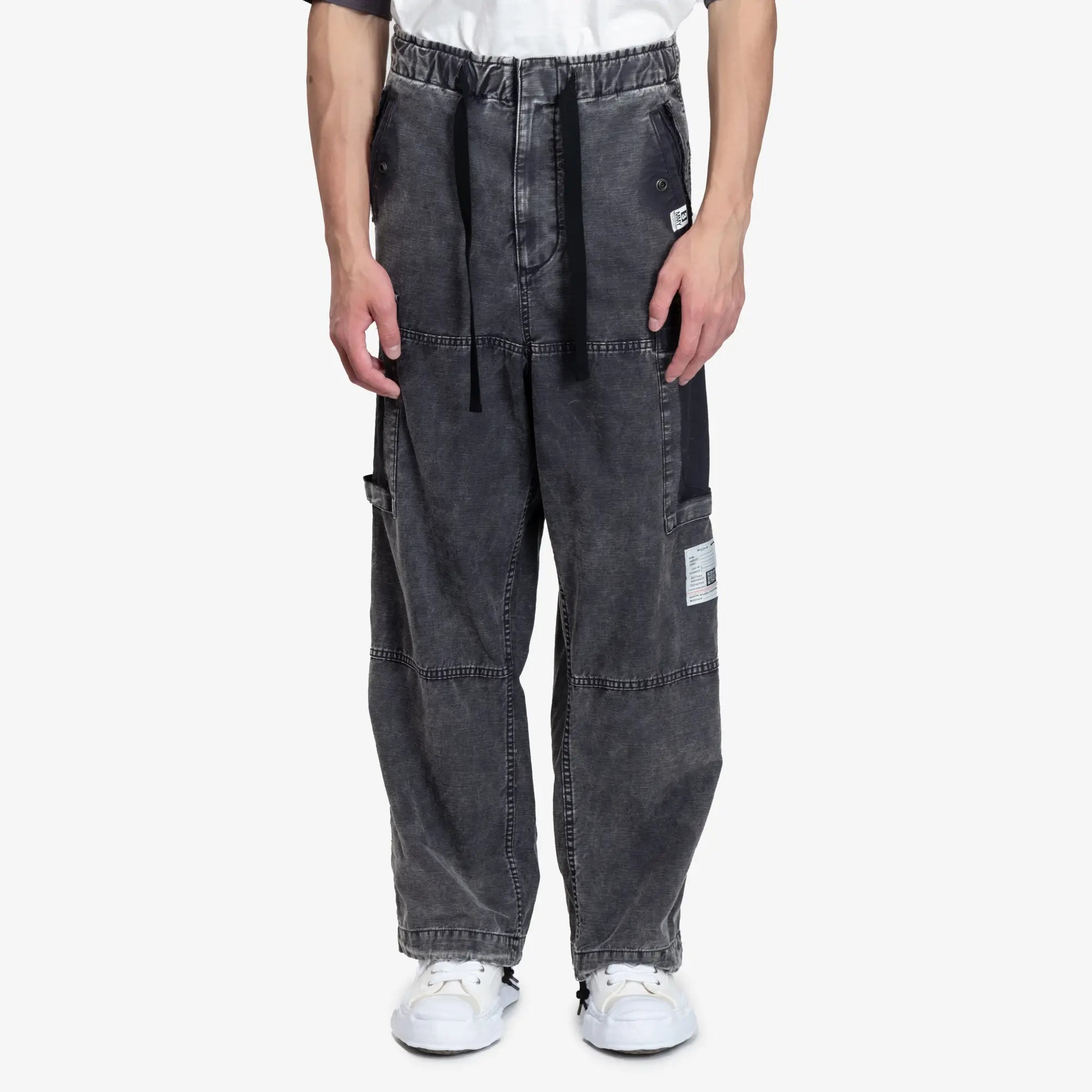Mihara Yasuhiro Cotton Satin Cargo Pants Black - 1