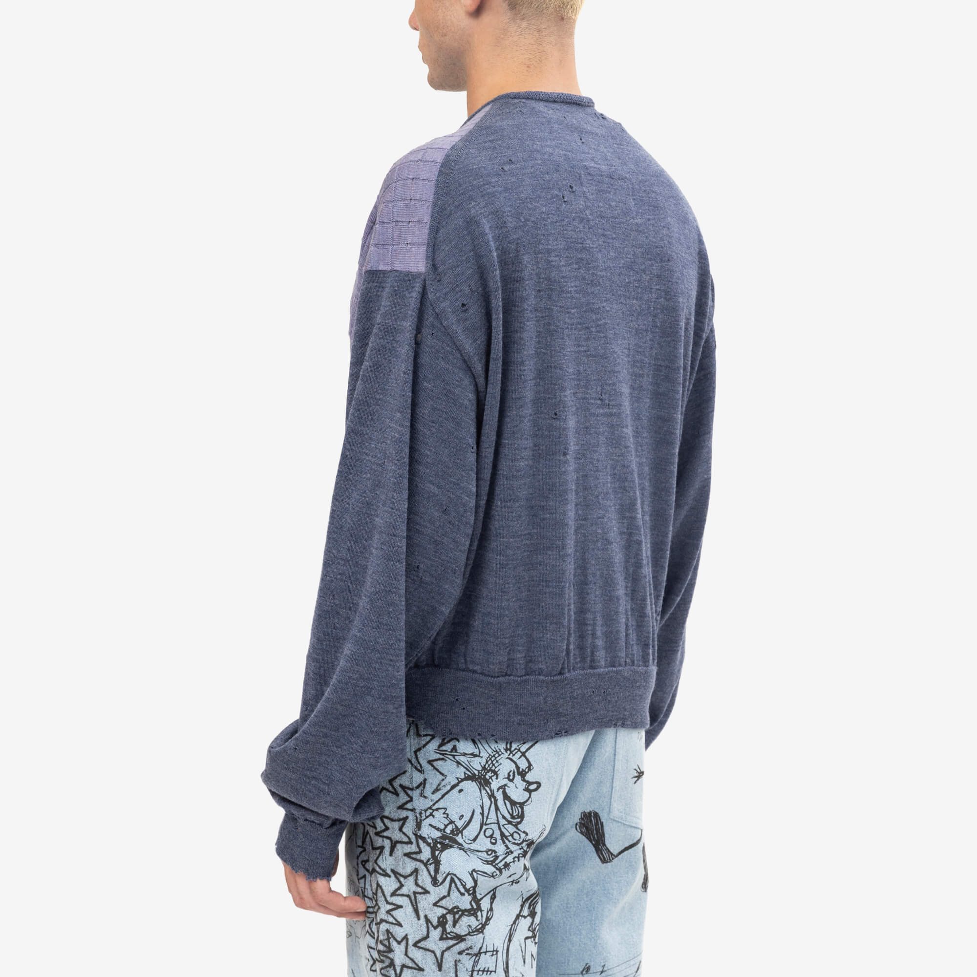 Mihara Yasuhiro Distressed Knit Cardigan Blue-4