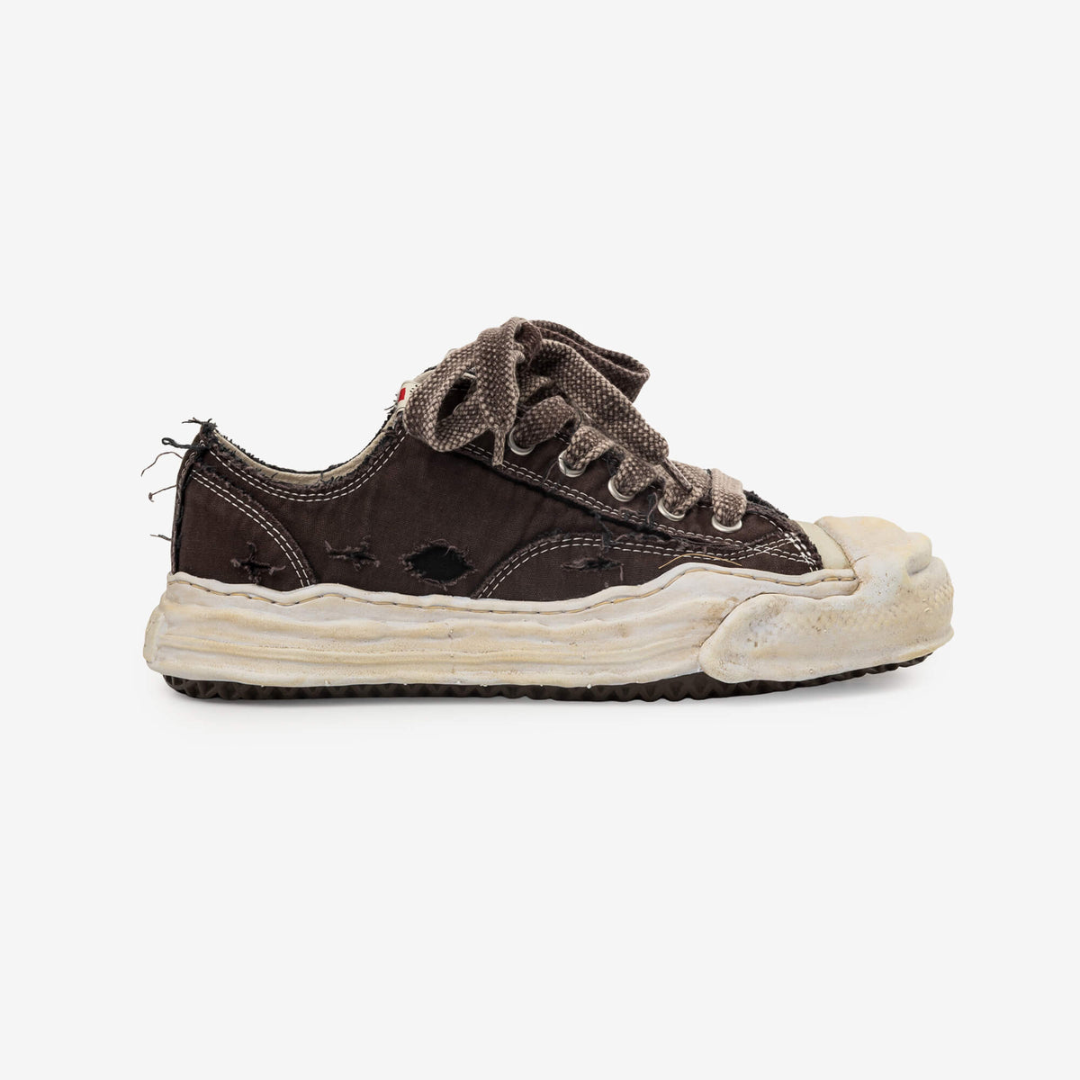 Mihara Yasuhiro Hank Ripping Canvas Low-Top Sneakers Brown-3