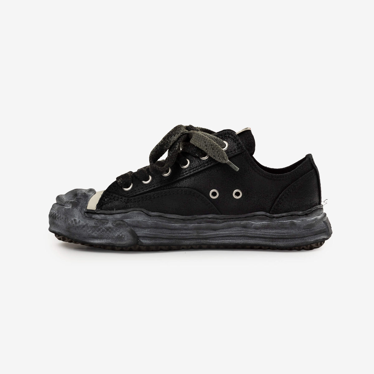 Mihara Yasuhiro Hank Waxed Suede Low-Top Sneakers Black/Black-4