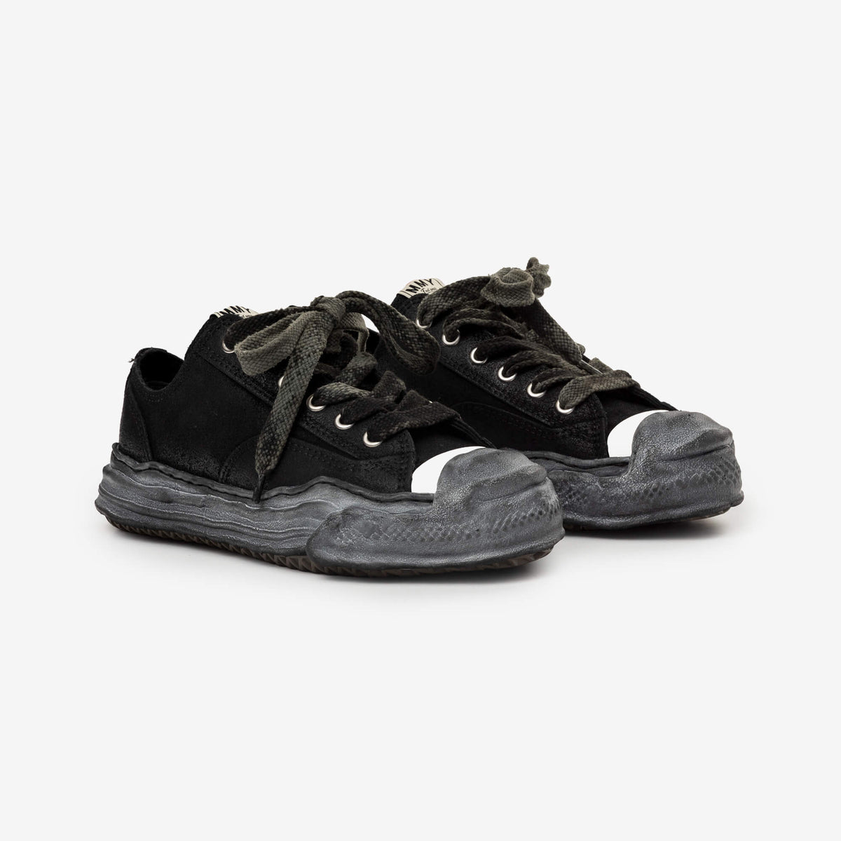 Mihara Yasuhiro Hank Waxed Suede Low-Top Sneakers Black/Black-1